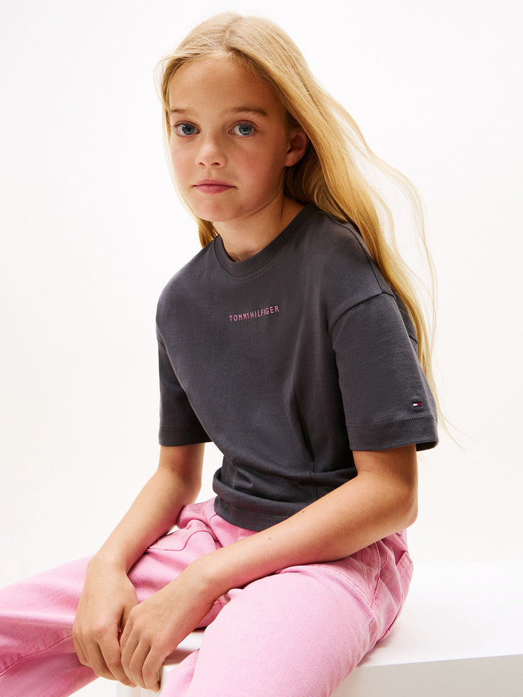 Παιδική μπλούζα crop	MINI LOGO SHINY RUBBER TEE S/S KG0KG08810PT2 | KG0KG08810PT2