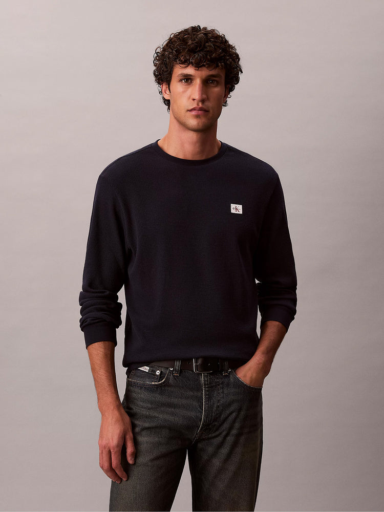 Ανδρική μπλούζα πλεκτή LS WAFFLE BADGE CREWNK TEE LV040EM217CEF | LV040EM217CEF