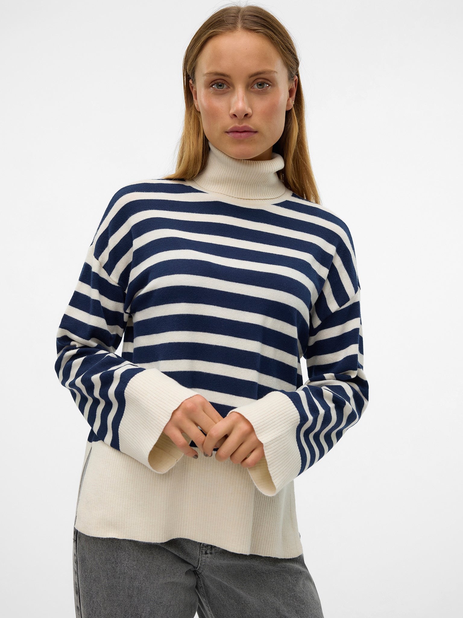 Γυναικεία μπλούζα ριγέ VMFANTASTIC LS ROLLNECK PULLOVER GA BOO 10320629 | 10320629