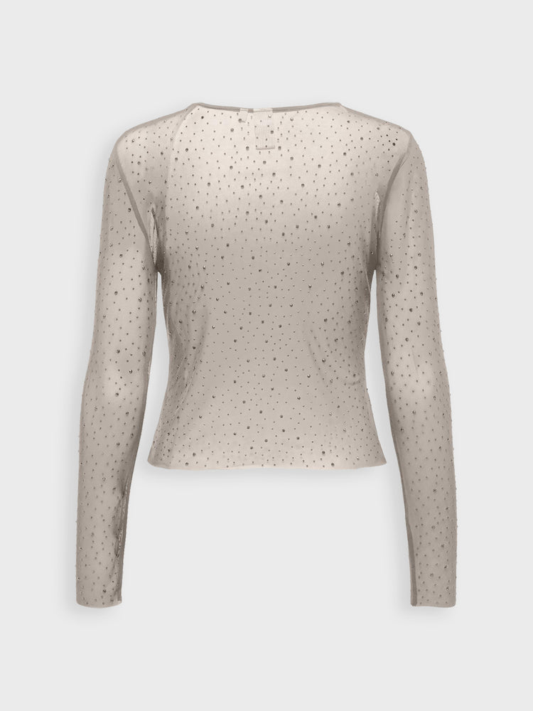 Γυναικεία μπλούζα διάφανη ONLSIVAL RHINESTONE LIFE LS TOP WVN 15331787 | 15331787