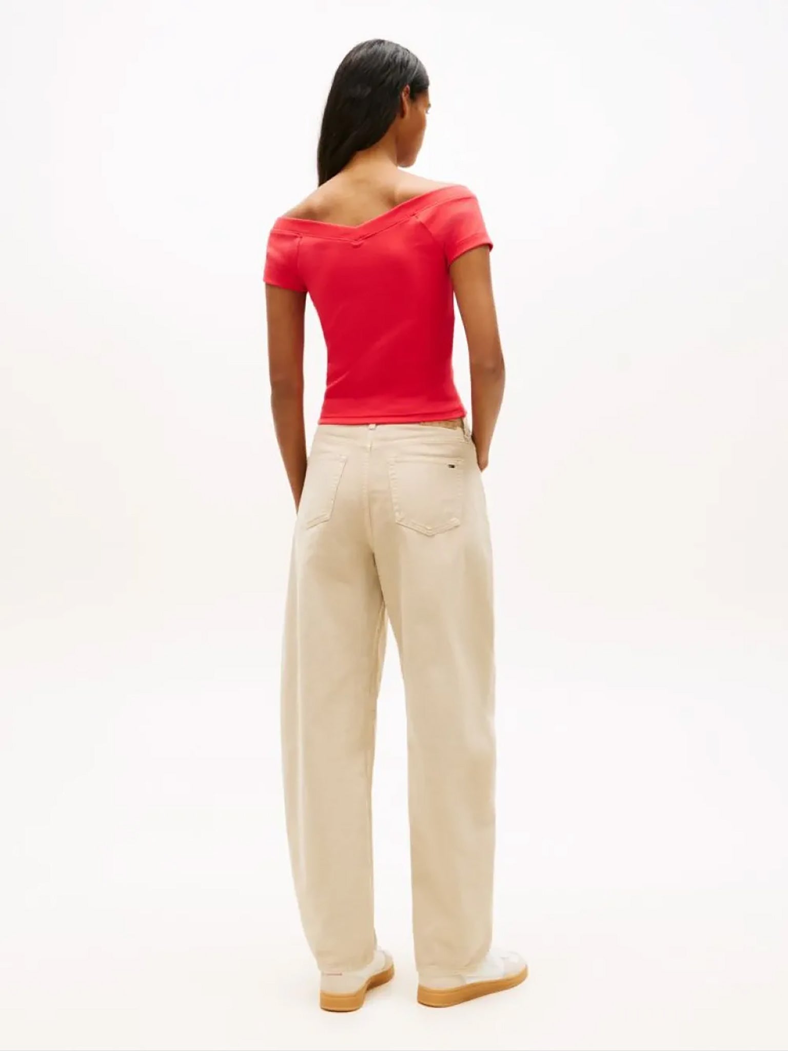 Γυναικεία μπλούζα ριπ TJW SLIM OFF SHOULDER RIB SS TOP DW0DW22265XK3 | DW0DW22265XK3