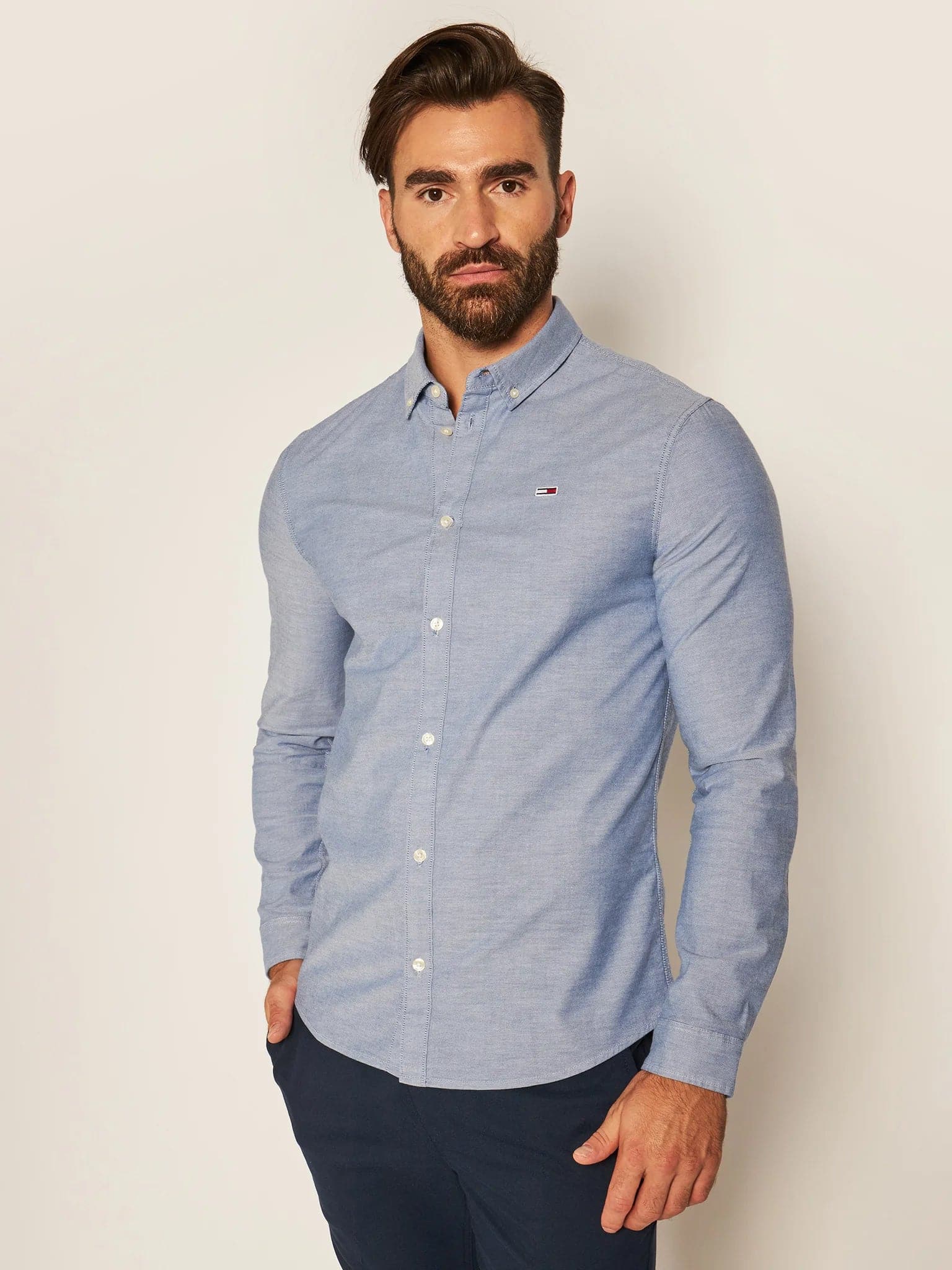 Ανδρικό πουκάμισο oxford  TJM SLIM STRETCH OXFORD SHIRT DM0DM09594C87 | DM0DM09594C87