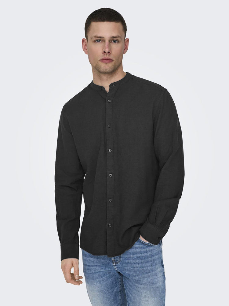 Ανδρικό πουκάμισο λινό ONSCAIDEN LS SOLID LINEN MAO SHIRT NOOS 22019173 | 22019173
