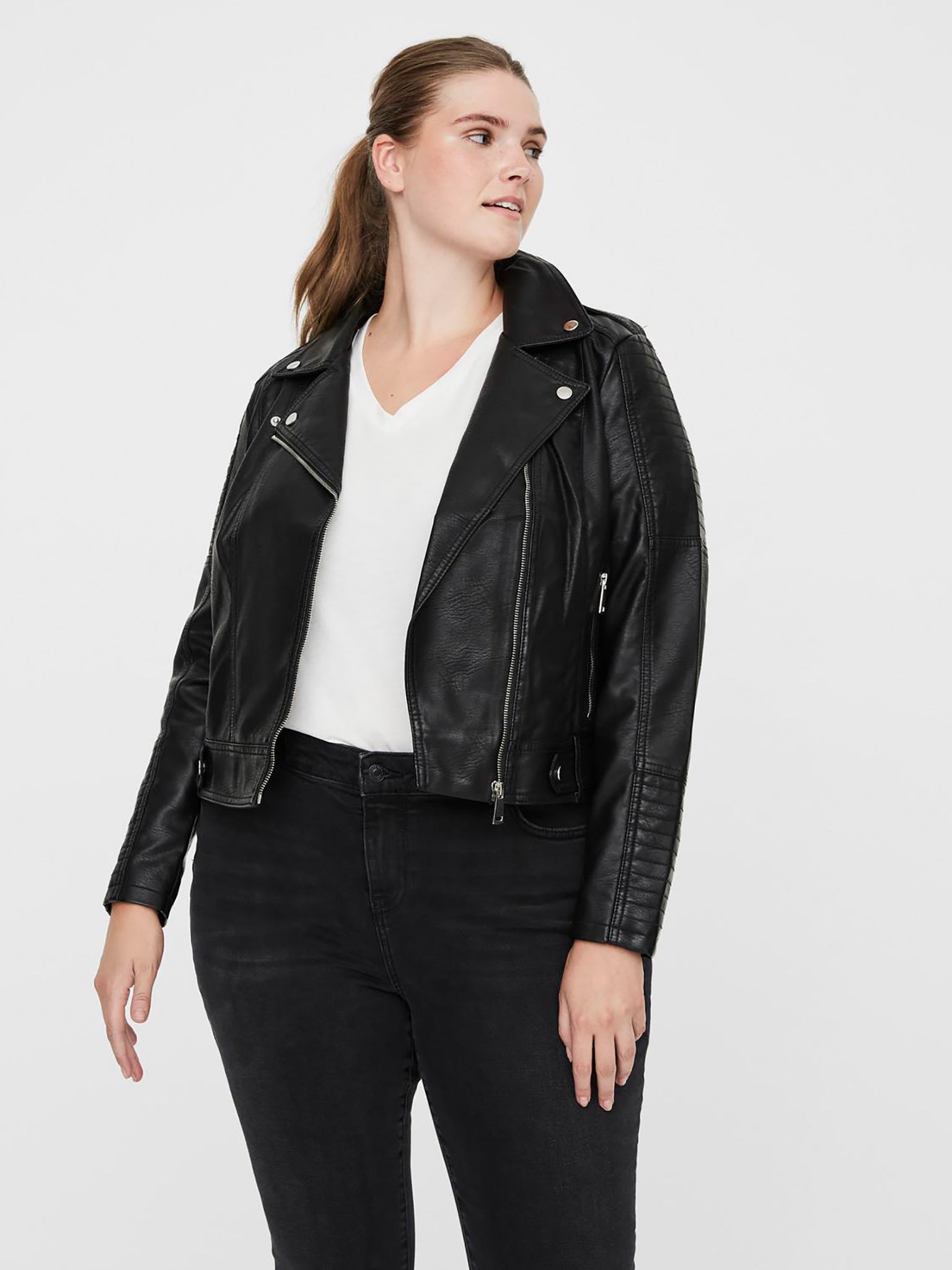 Γυναικείο τζάκετ δερματίνη Plus size VMCKERRIULTRA SHORT COATED JACKET CURVE 10230382 | 10230382