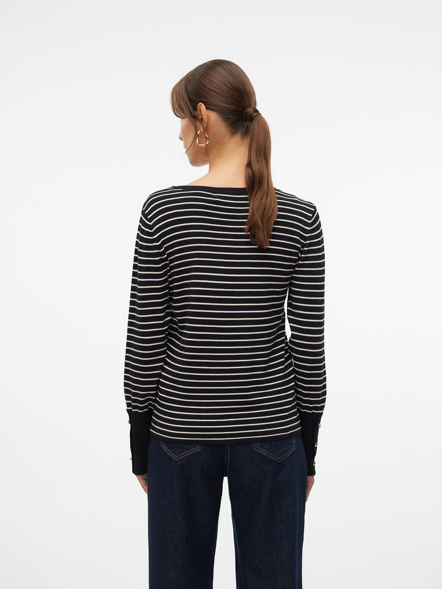 Γυναικεία μπλούζα ριγέ VMDORY LS O-NECK BUTTON PULLOVER GA NOOS 10309308 | 10309308