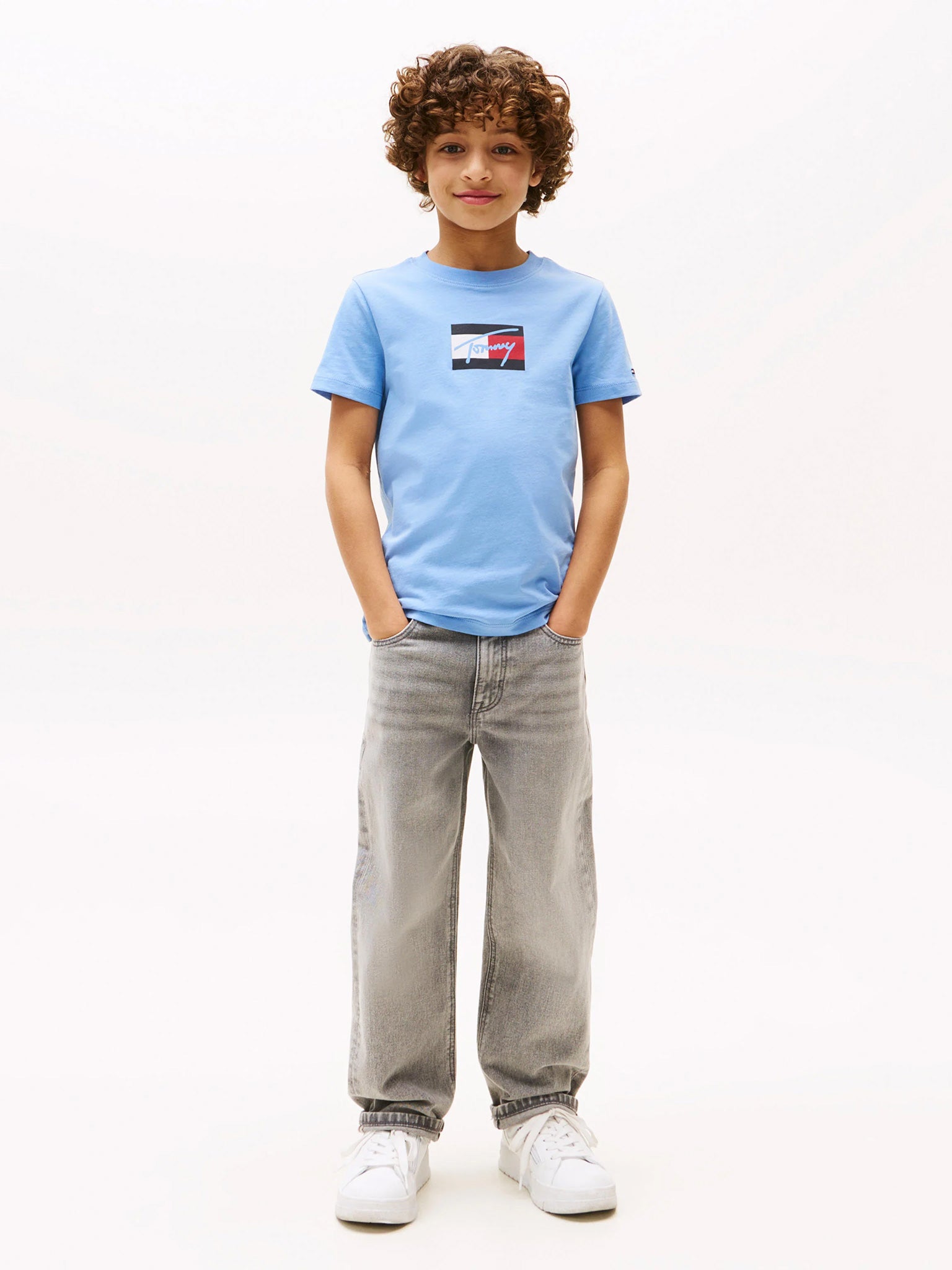 Παιδική μπλούζα μακό TOMMY SCRIPT FLAG PRINT TEE SS KB0KB09725C14 | KB0KB09725C14