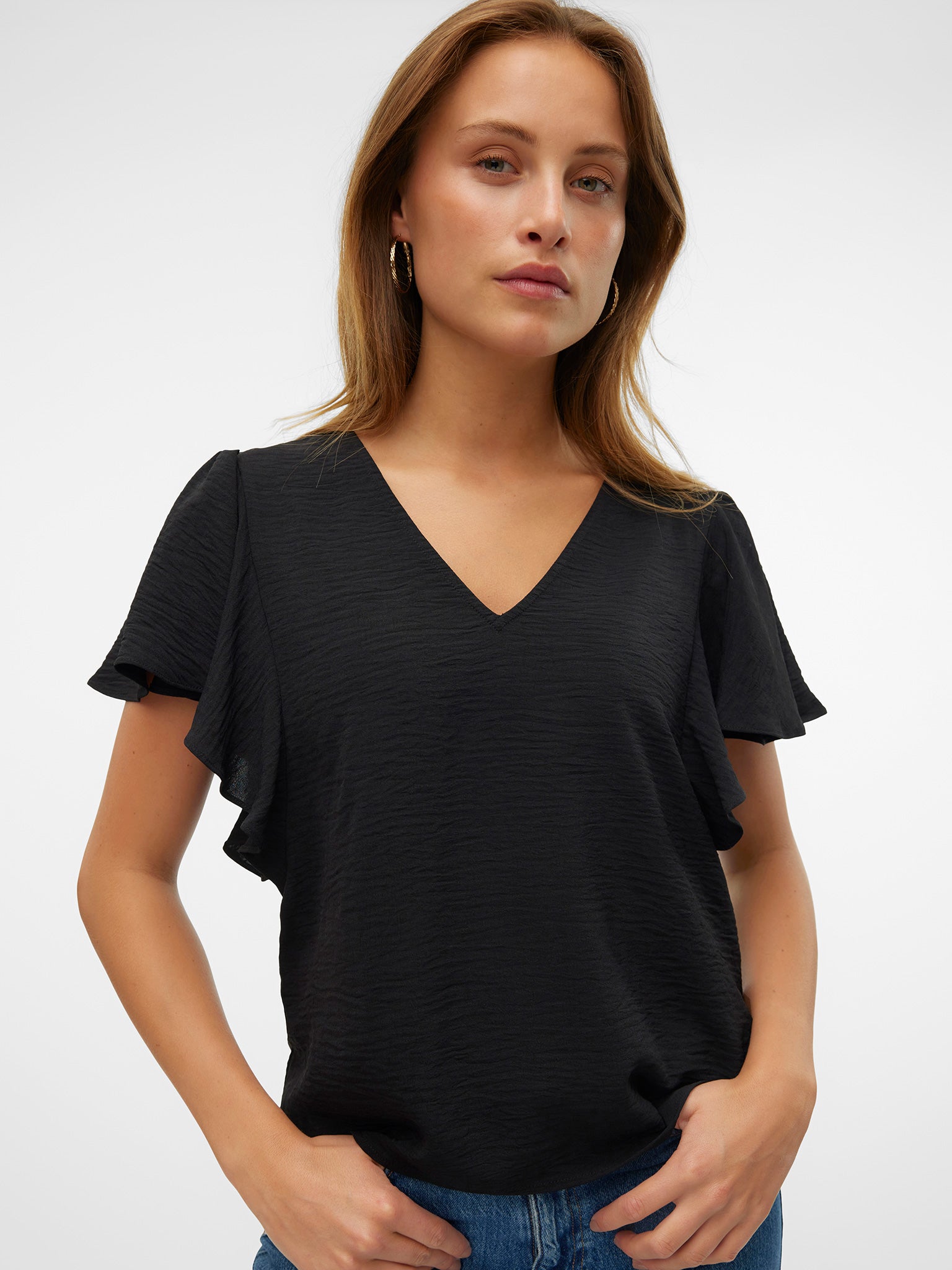 Γυναικεία μπλούζα VMALVA SS FRILL TOP WVN EXP 10327301 | 10327301