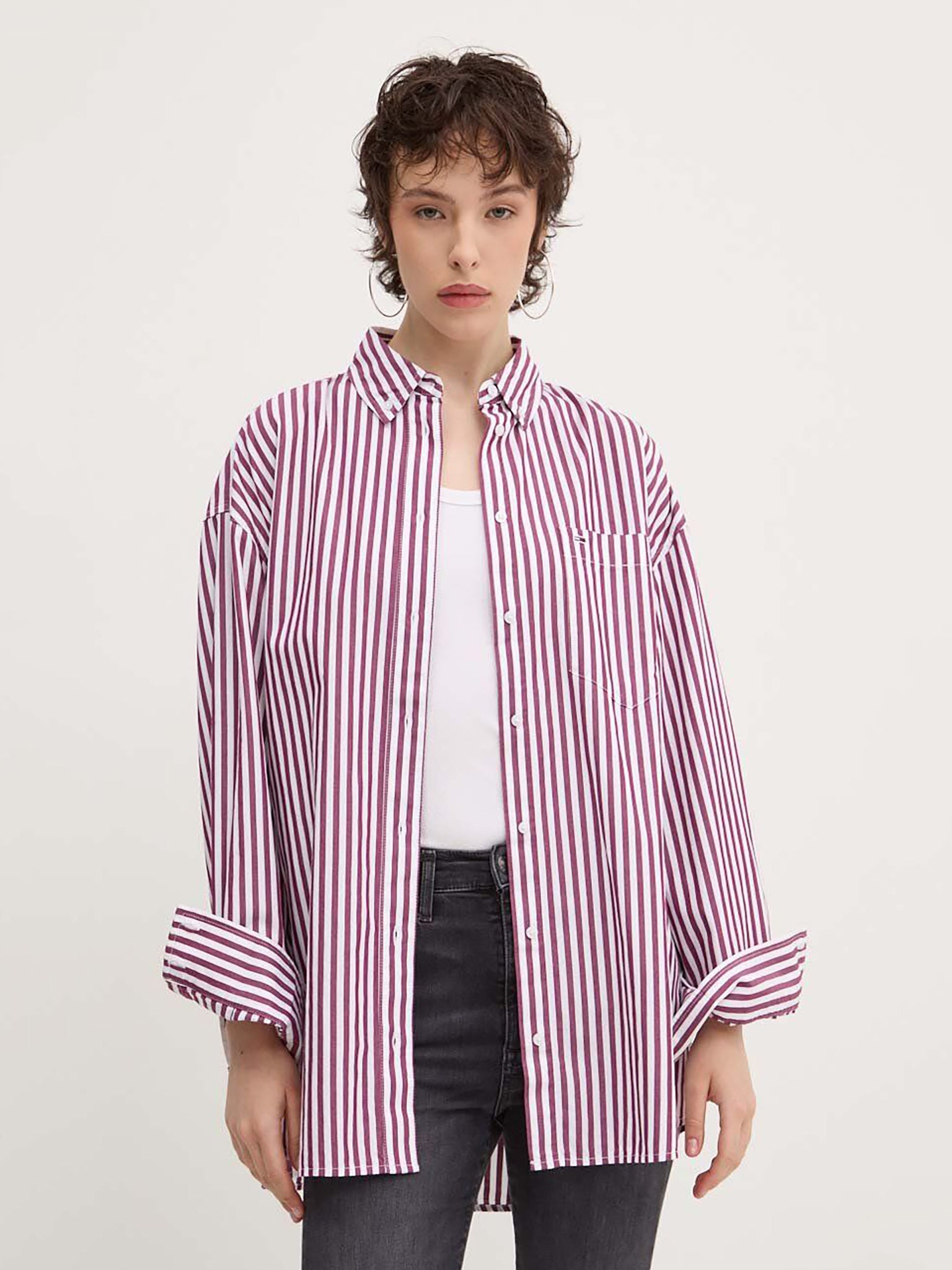 Γυναικείο πουκάμισο TJW OVS PINSTRIPE SHIRT DW0DW19236VVK | DW0DW19236VVK