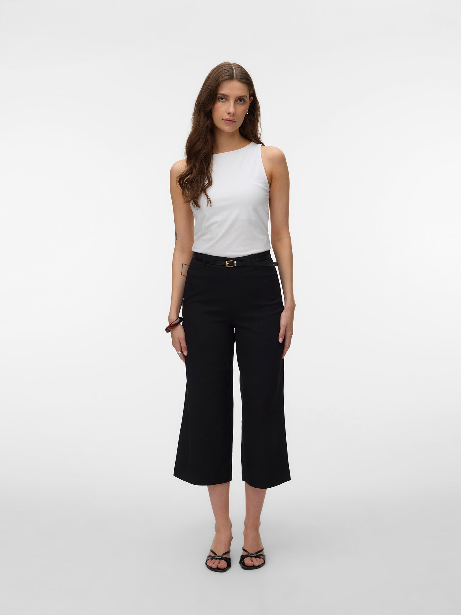 Γυναικεία ζιπ κιλότ VMELMA HW WIDE CULOTTE BELT PANT NOOS 10339926 | 10339926