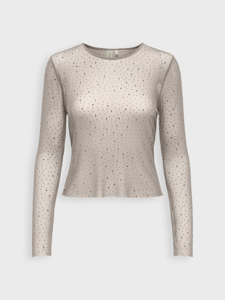 Γυναικεία μπλούζα διάφανη ONLSIVAL RHINESTONE LIFE LS TOP WVN 15331787 | 15331787