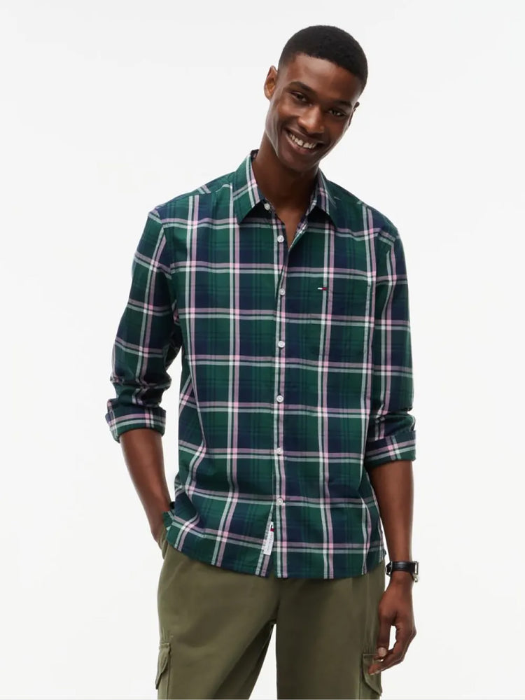 Ανδρικό πουκάμισο καρό TJM REG POPLIN PATTERN SHIRT DM0DM235270N2 | DM0DM235270N2