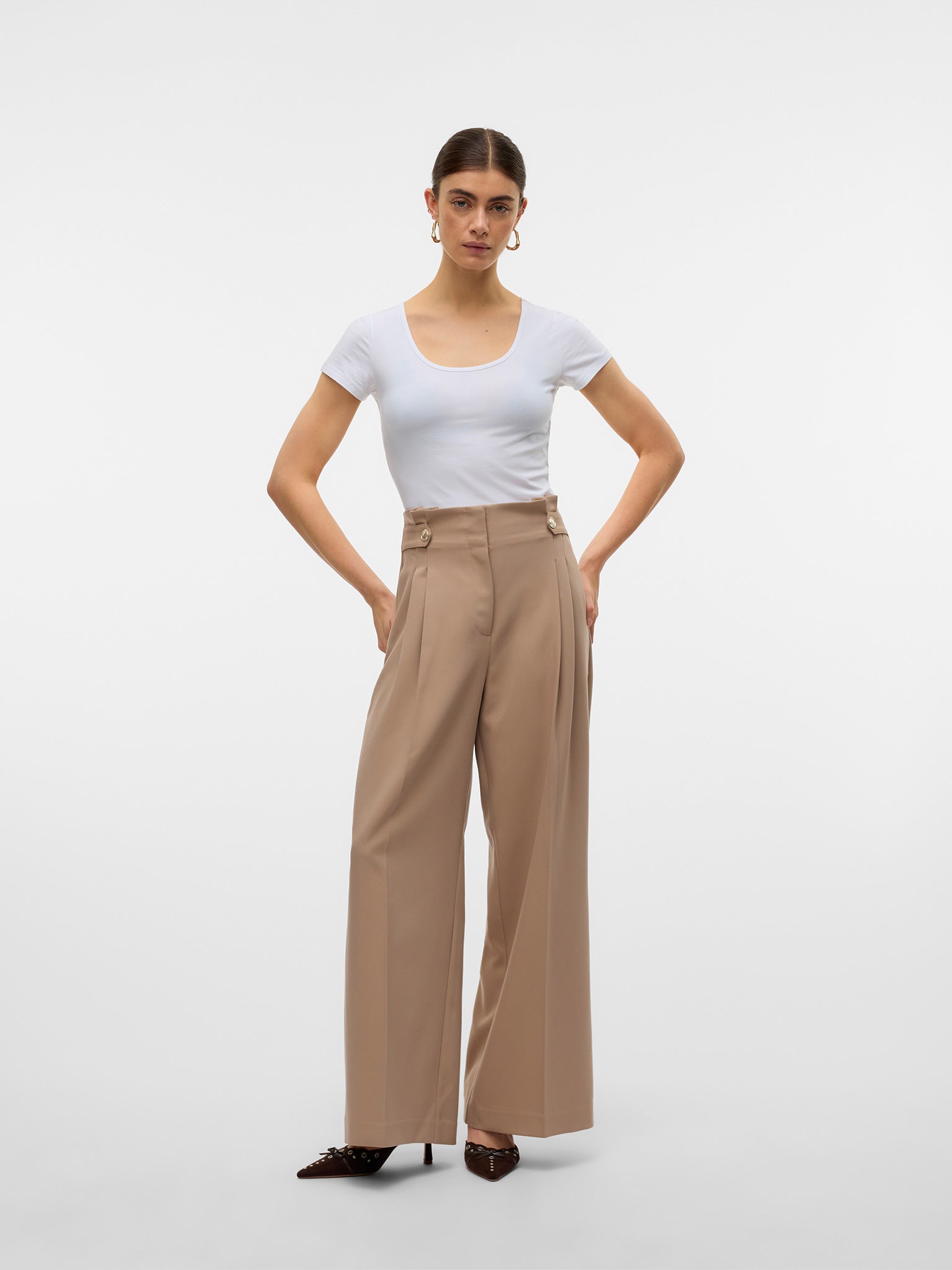 Γυναικείο παντελόνι VMELMA HW FLARED GOLD BUTTON PANT 10322631 | 10322631