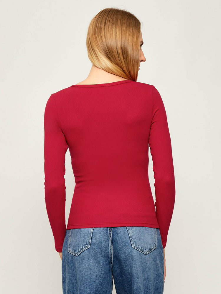 Γυναικεία μπλούζα ριπ TJW SLIM ESSENTIAL RIB V LS DW0DW17990XJP | DW0DW17990XJP