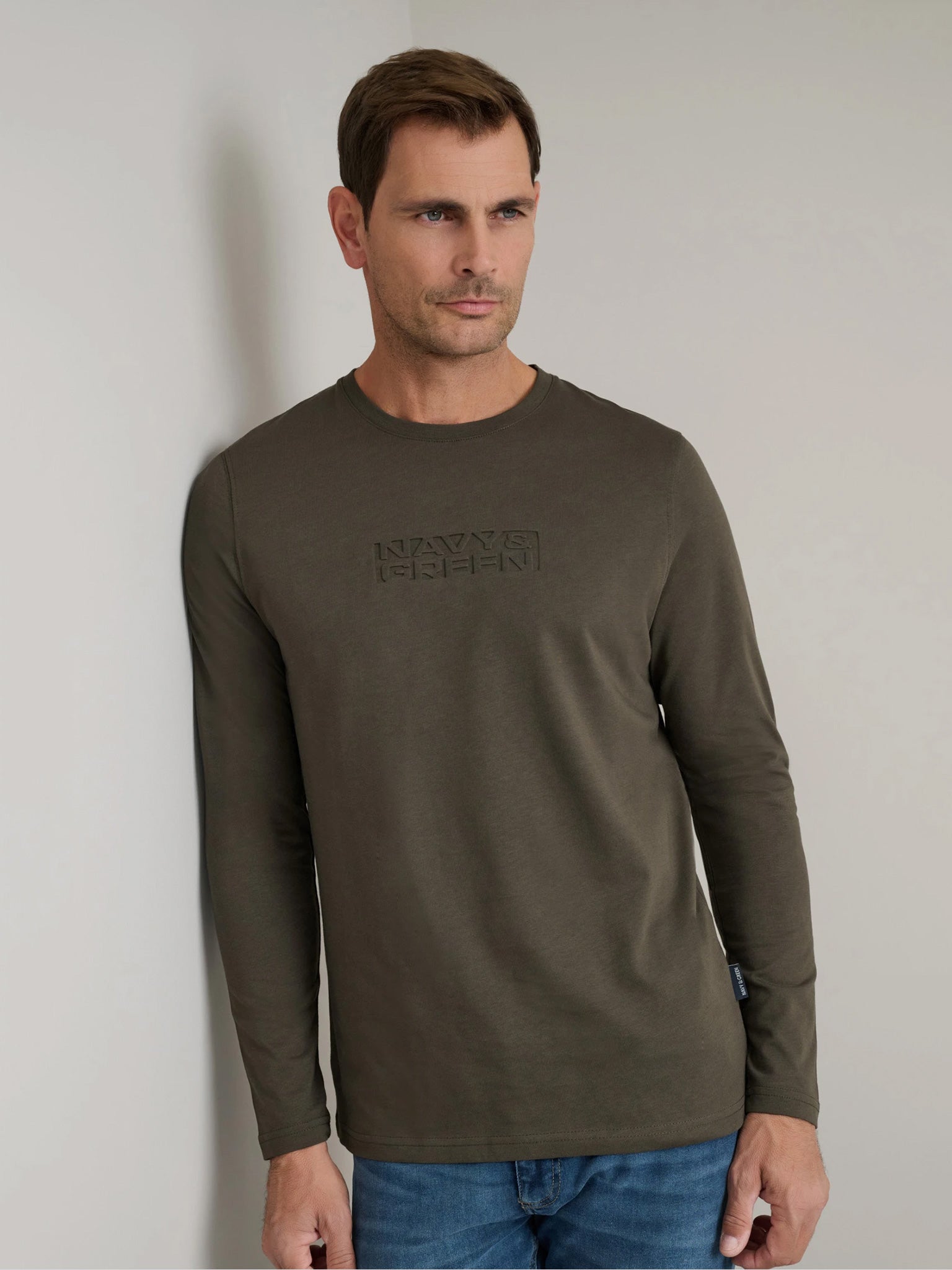 Ανδρική μπλούζα khaki 24TU.329/2P.1 | 24TU.329/2P.1