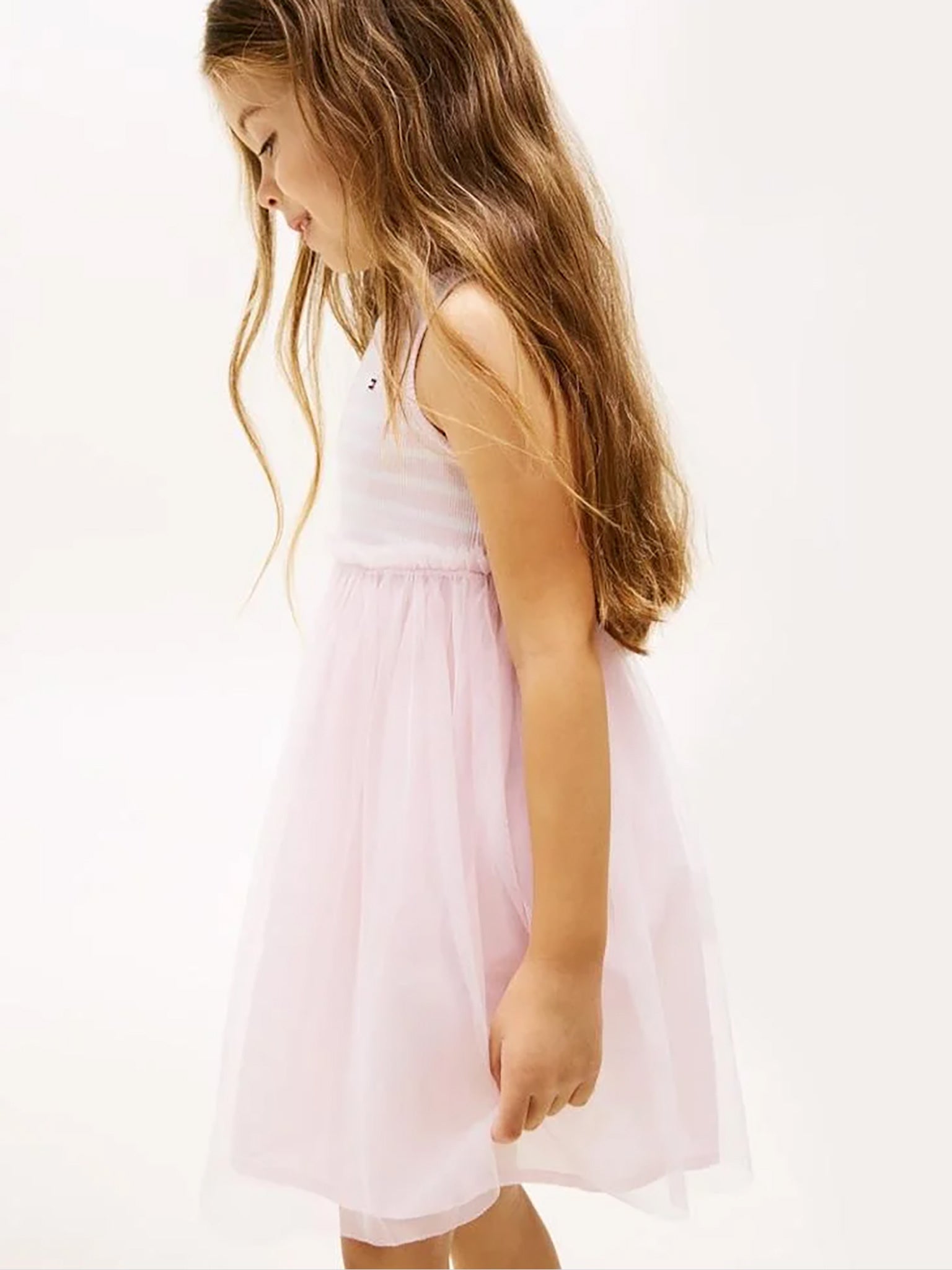 Παιδικό φόρεμα ριπ με τούλι LG COMBI TULLE DRESS KG0KG09156TN9 | KG0KG09156TN9