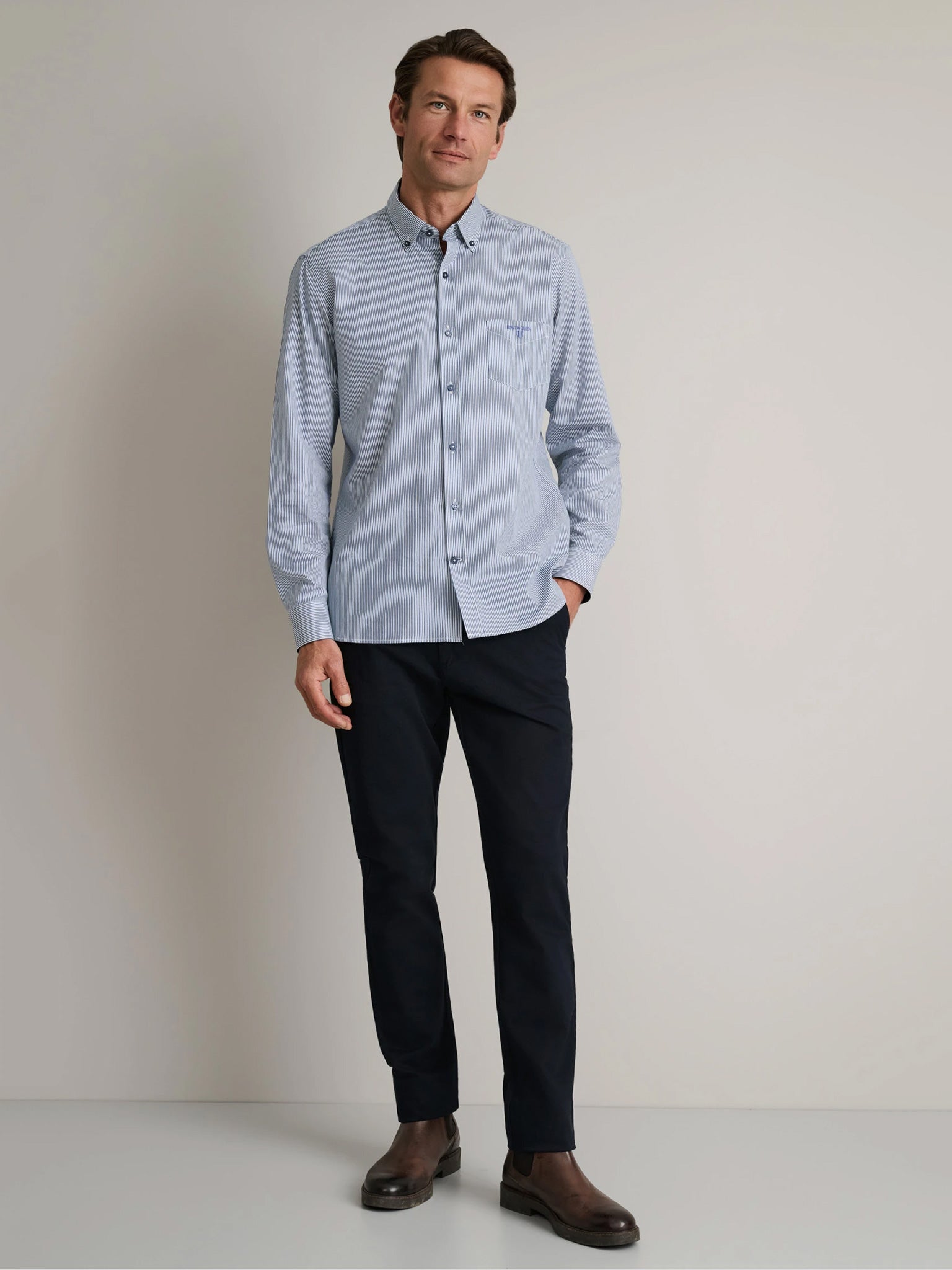 Ανδρικό πουκάμισο white/deep blue 24NG.BX128/1B.4/R | 24NG.BX128/1B.4/R