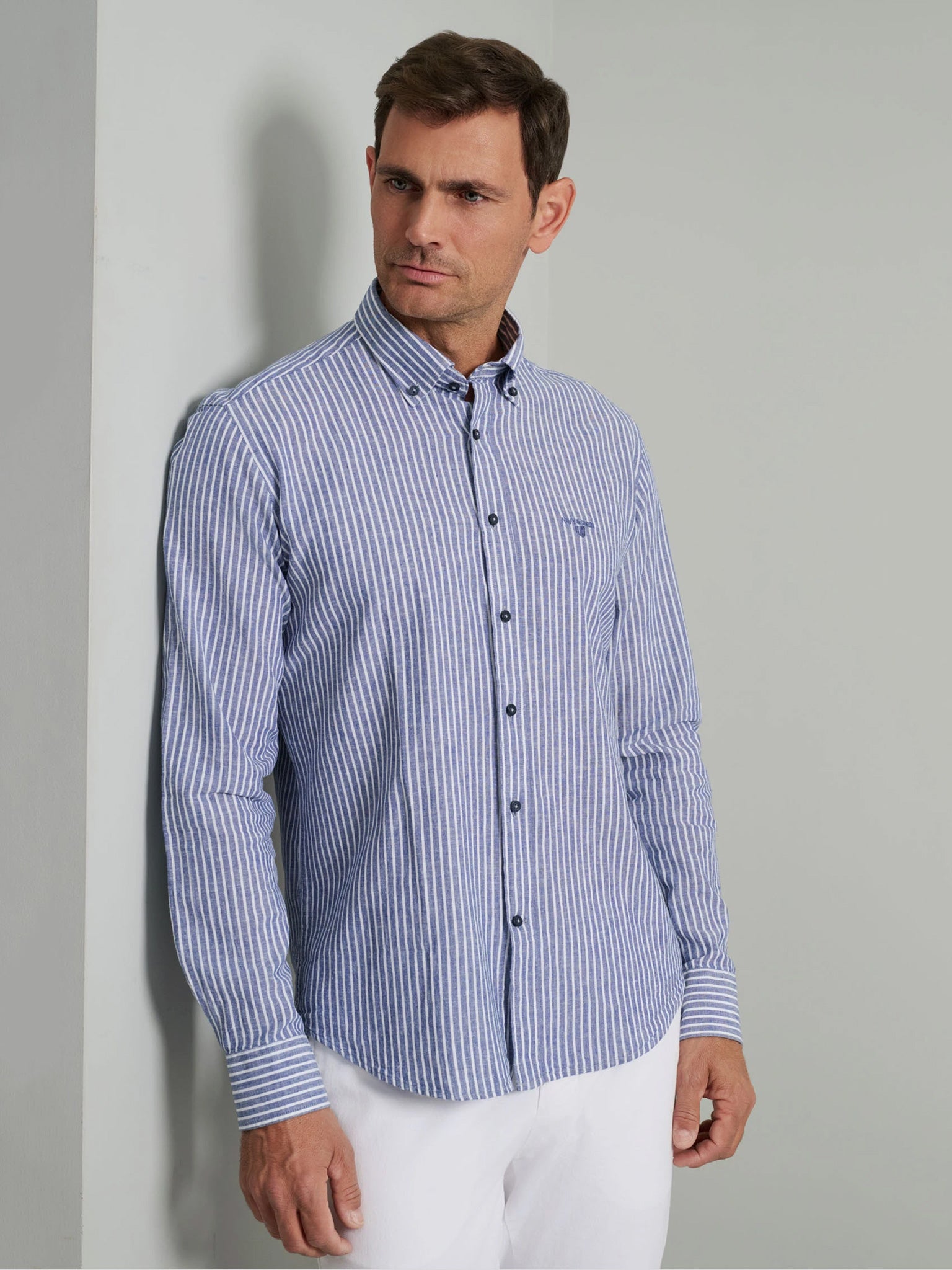 Ανδρικό πουκάμισο dirty blue/white 24NG.CR107/1B | 24NG.CR107/1B