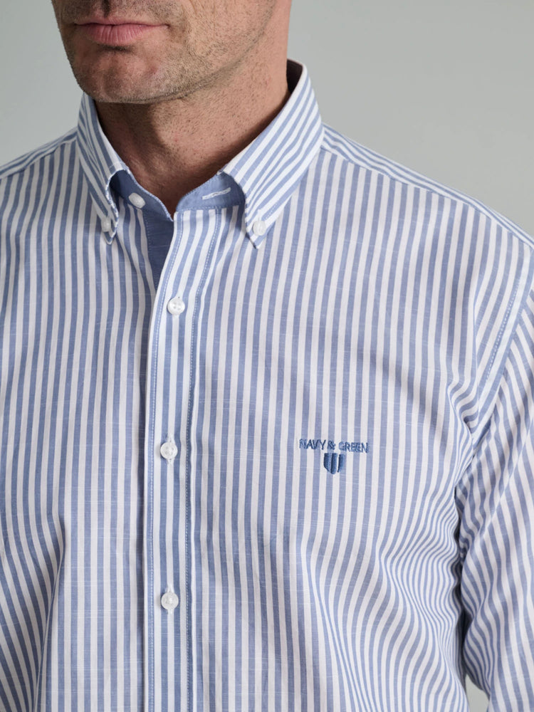 Ανδρικό πουκάμισο ριγέ white/dusty blue 24NG.BX235/1B | 24NG.BX235/1B