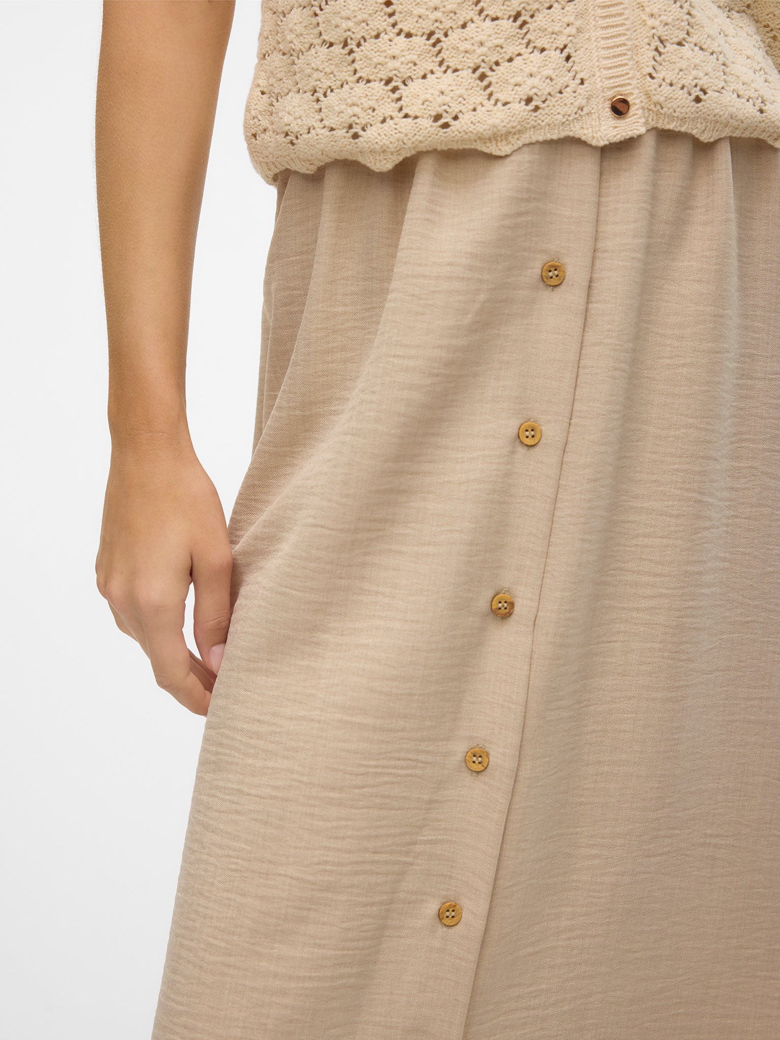 Γυναικεία φούστα με κουμπιά VMMELANEY HW BUTTON CALF SKIRT WVN NOOS 10304134 | 10304134