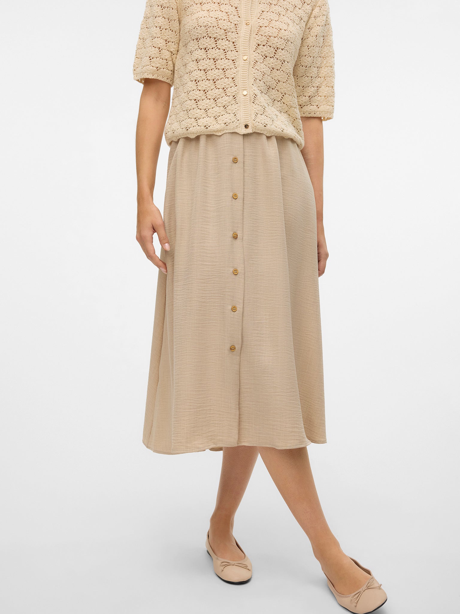 Γυναικεία φούστα με κουμπιά VMMELANEY HW BUTTON CALF SKIRT WVN NOOS 10304134 | 10304134
