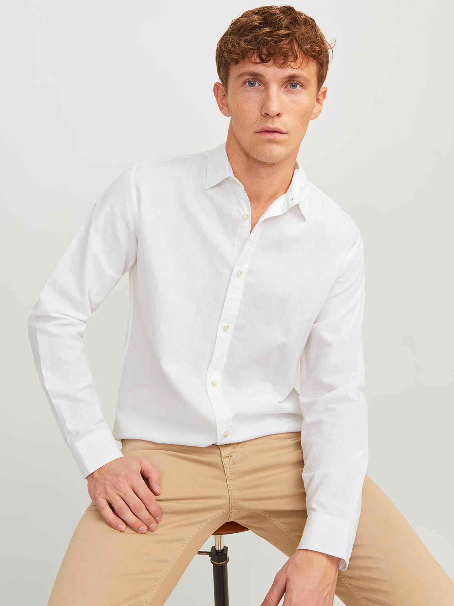 Ανδρικό πουκάμισο λινό JJESUMMER LINEN BLEND SHIRT LS SN 12248384 | 12248384