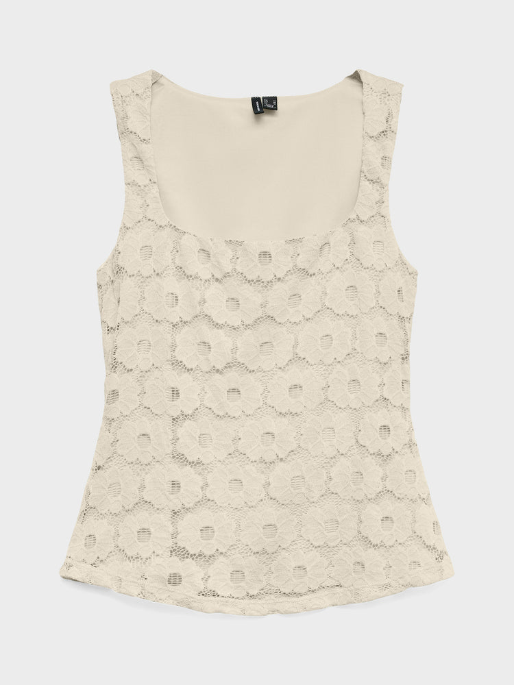 Γυναικεία μπλούζα με δαντέλα VMJANELLE SL SQUARE NECK TOP 10344443 | 10344443