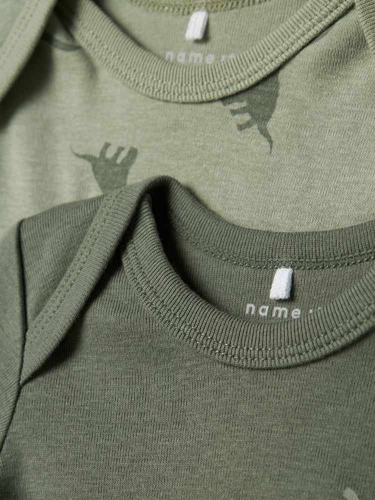 Βρεφικά κορμάκια σετ 3 τεμ NBMBODY 3P LS GREEN DINO NOOS 13232737 | 13232737