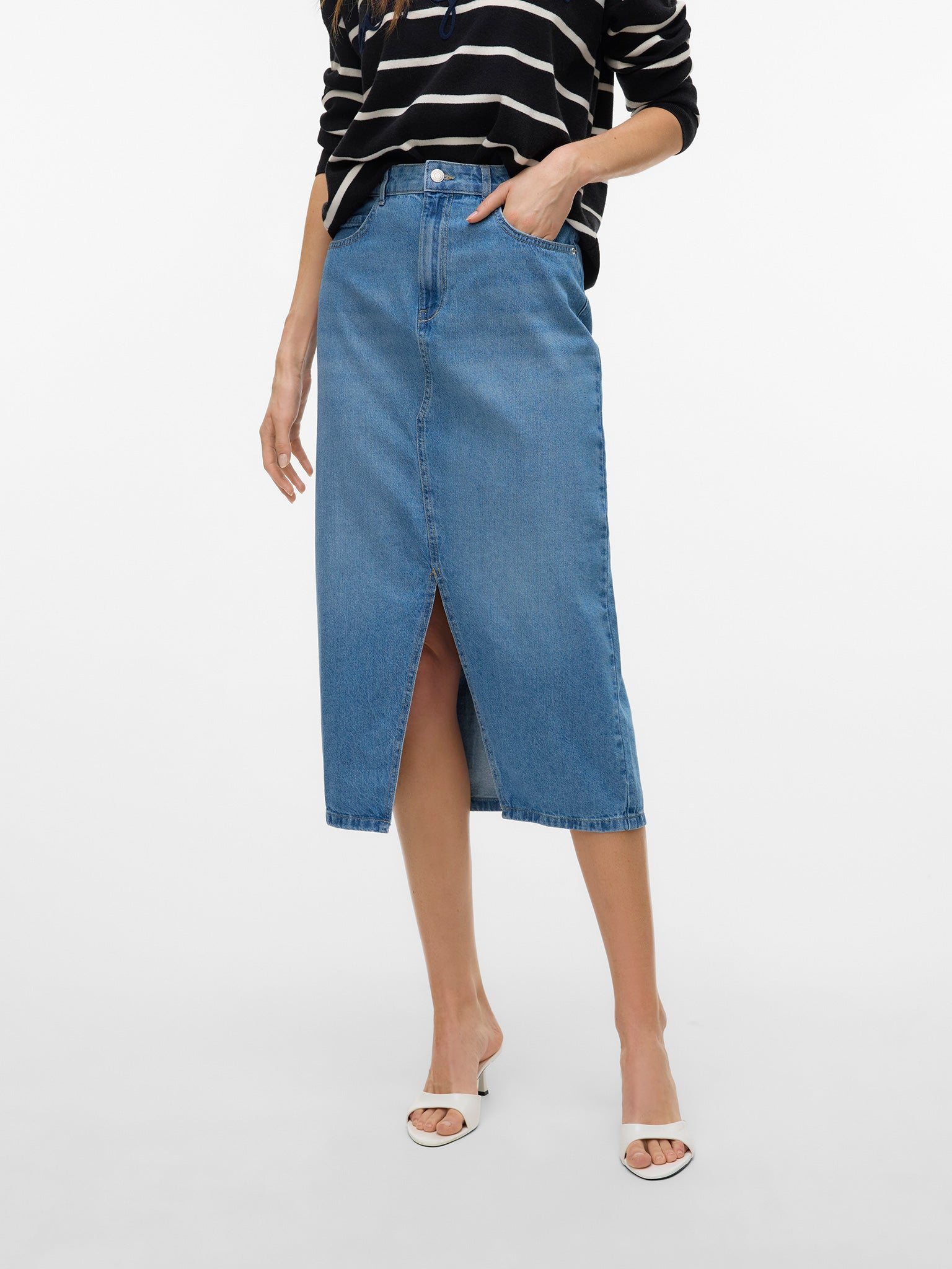 Γυναικεία φούστα τζιν light blue VMELFI HR MIDI SKIRT MIX 10335365 | 10335365