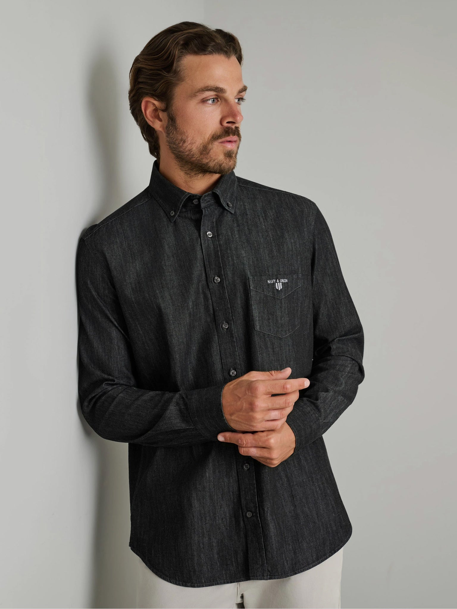 Ανδρικό πουκάμισο τζιν denim black 24NG.SD195/1B | 24NG.SD195/1B