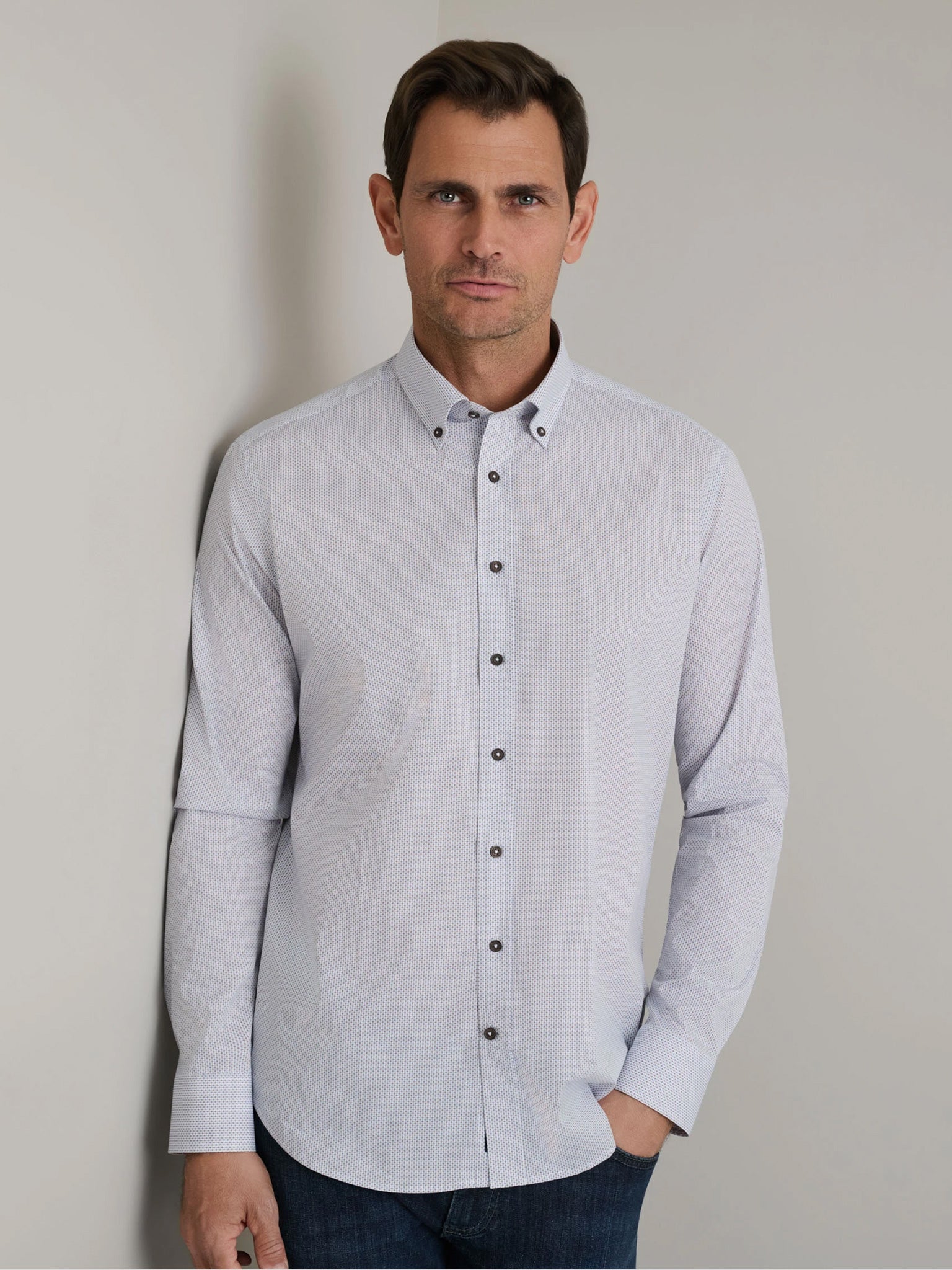 Ανδρικό πουκάμισο light blue/brown 24NG.MP25/1B | 24NG.MP25/1B