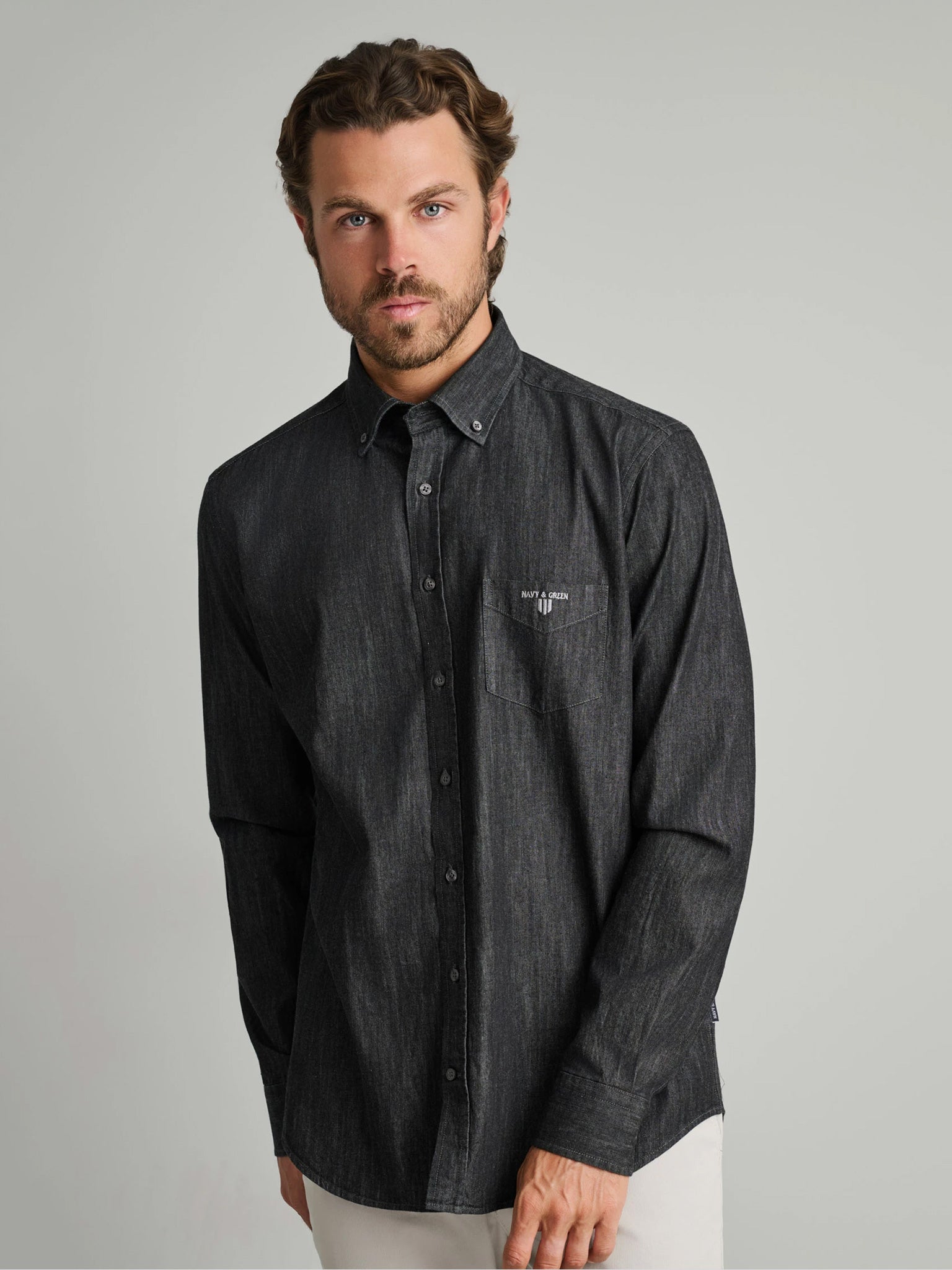 Ανδρικό πουκάμισο τζιν denim black 24NG.SD195/1B | 24NG.SD195/1B