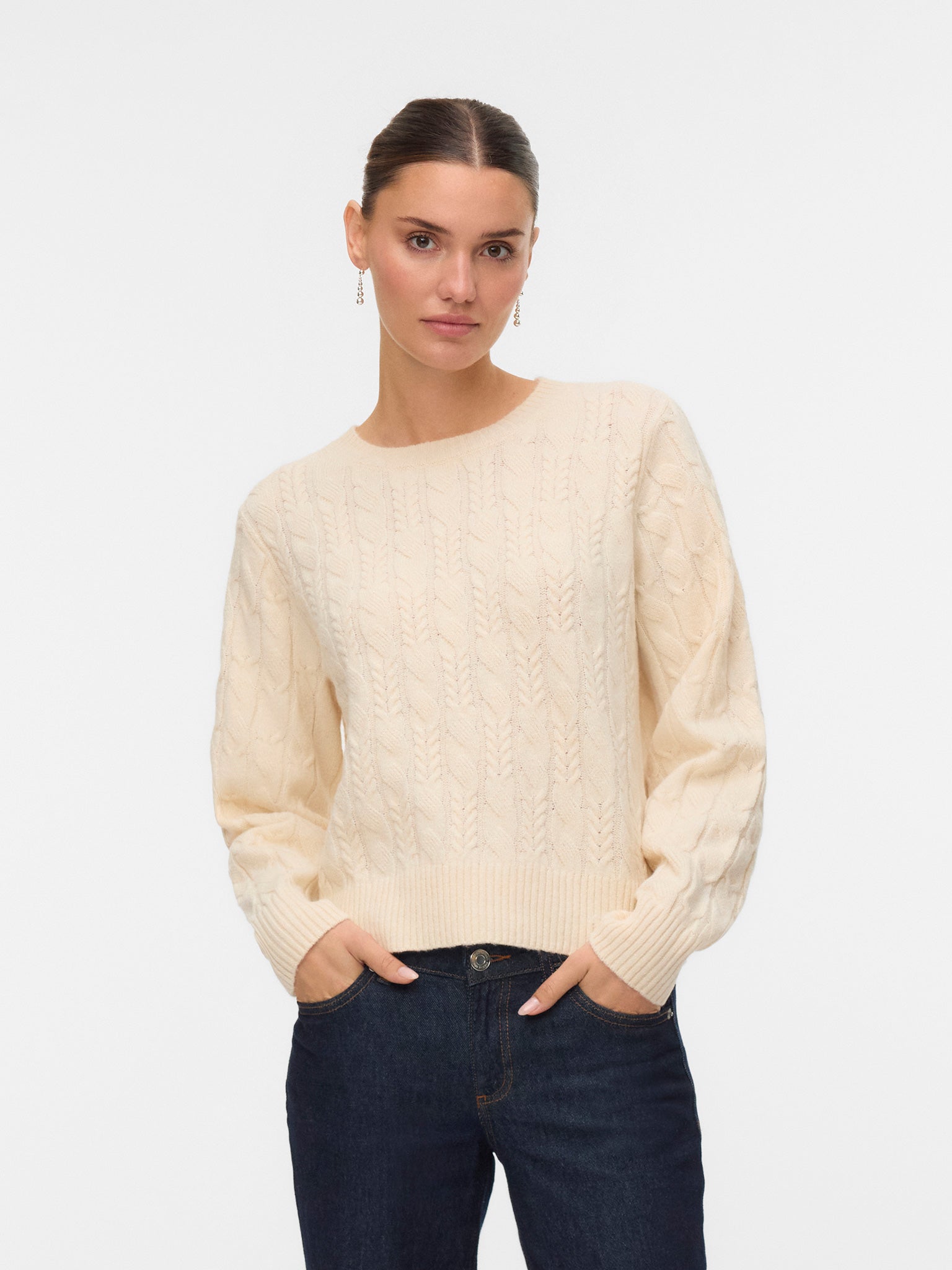 Γυναικεία μπλούζα πλεκτή VMARIES LS O-NECK CABLE PULLOVER 10331814 | 10331814