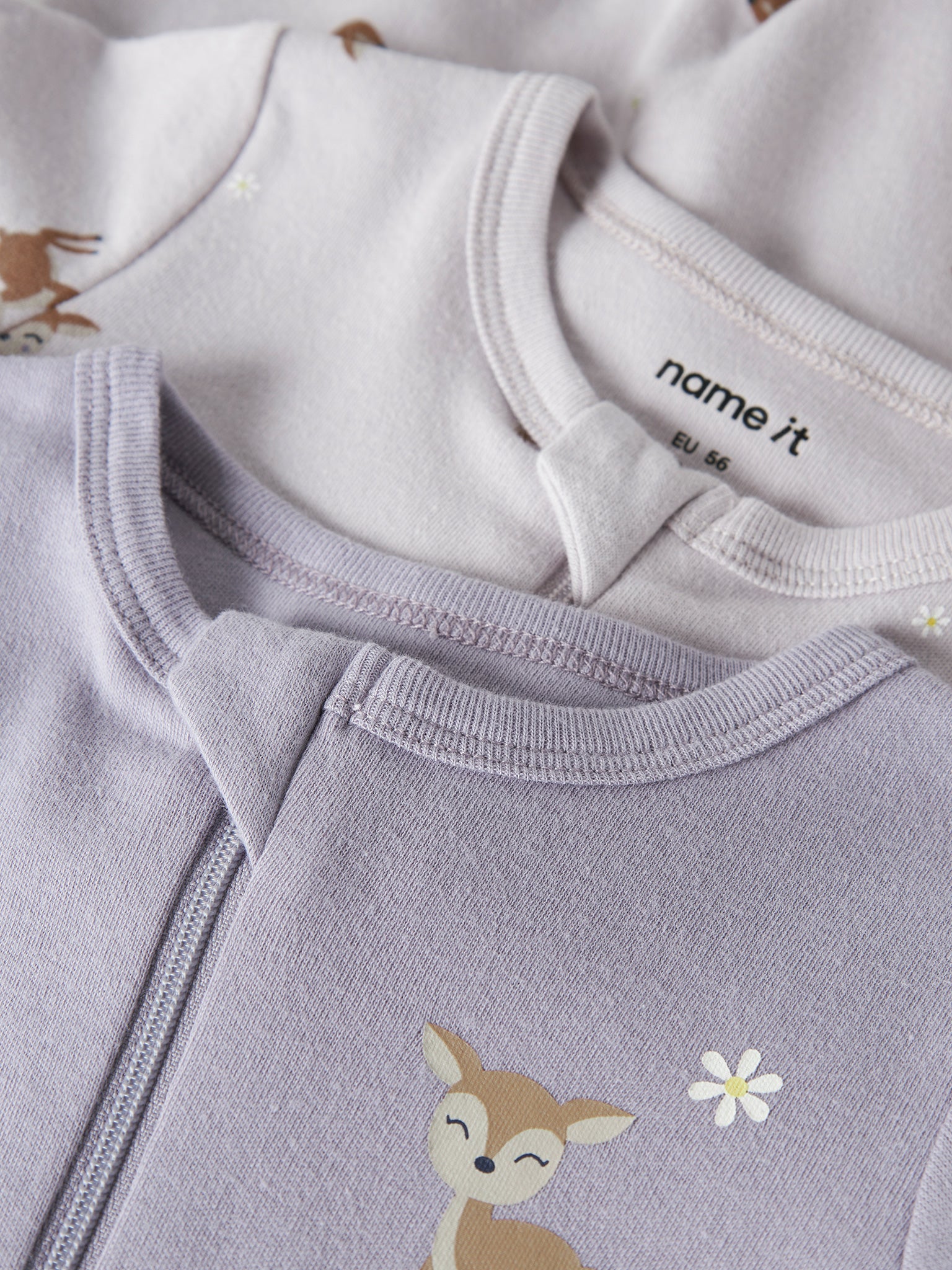Βρεφικά φορμάκια σετ 2 τεμ NBFNIGHTSUIT 2P ZIP FF LILAC DEER NOOS 13254800 | 13254800