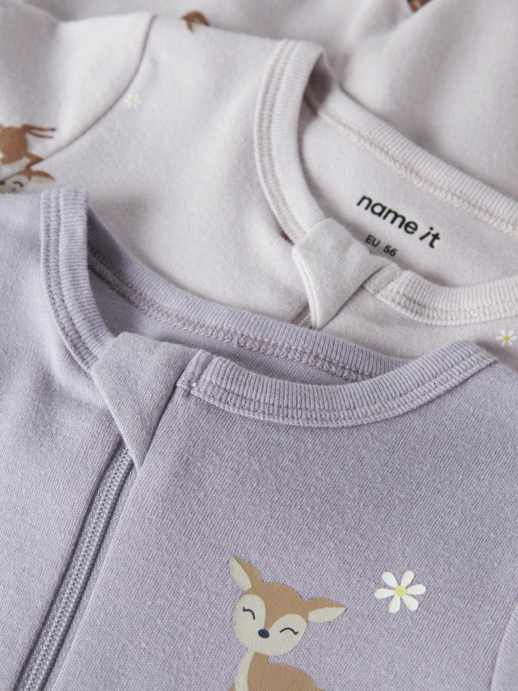 Βρεφικά φορμάκια σετ 2 τεμ NBFNIGHTSUIT 2P ZIP FF LILAC DEER NOOS 13254800 | 13254800