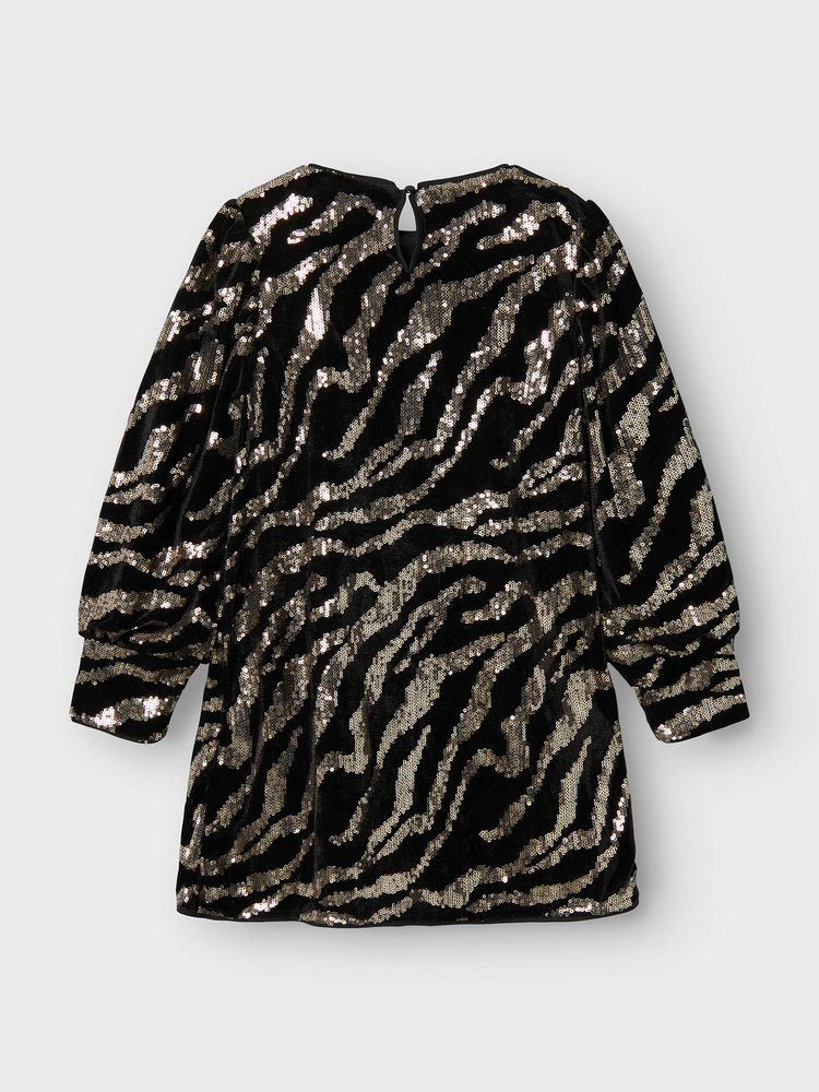 Εφηβικό φόρεμα zebra με παγιέτα NKFRANIMAL LS DRESS HIGH CUFF BOX 13237248 | 13237248