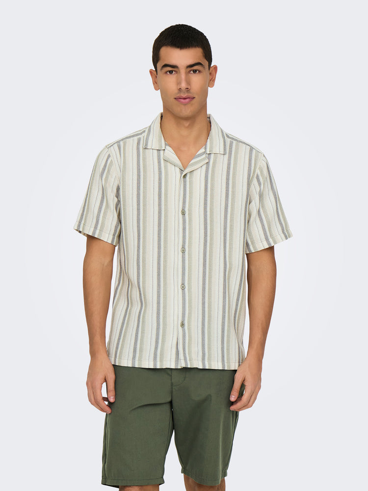 Ανδρικό πουκάμισο με ρίγες ONSTREV LIFE REG STRIPE SS SHIRT NOOS 22025659 | 22025659