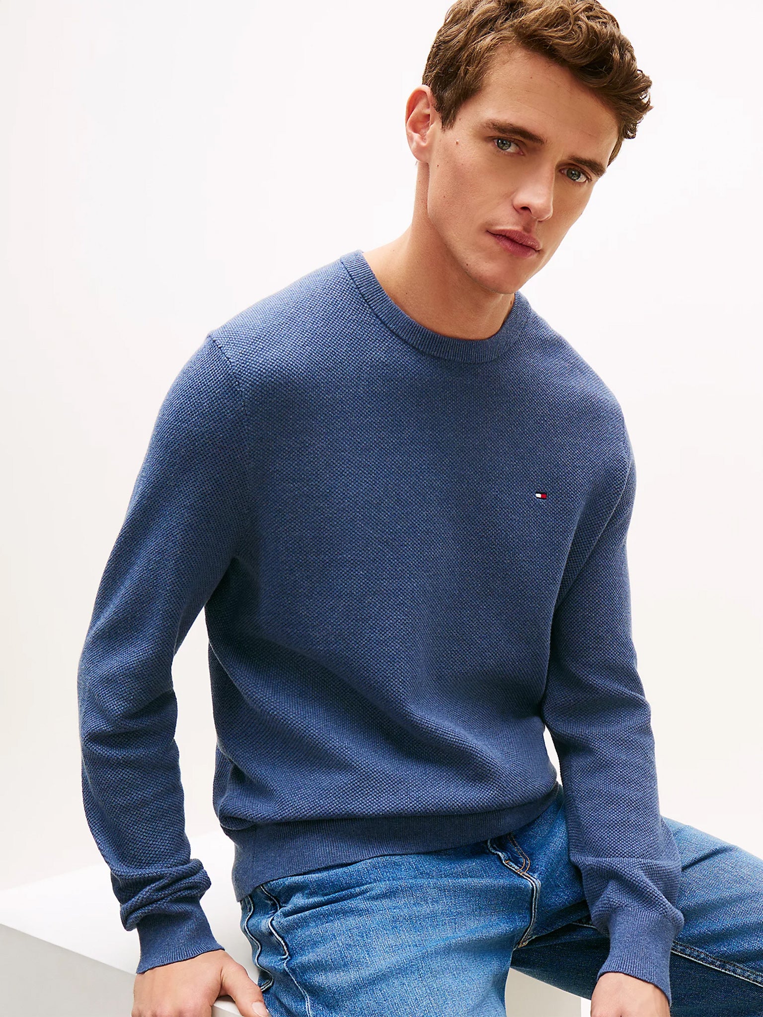 Ανδρική μπλούζα πλεκτή ESSENTIAL STRUCTURE CREW NECK MW0MW36347DBZ | MW0MW36347DBZ