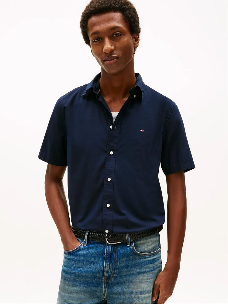 Ανδρικό πουκάμισο FLEX POPLIN SOLID S/S SHIRT MW0MW42248DW5 | MW0MW42248DW5