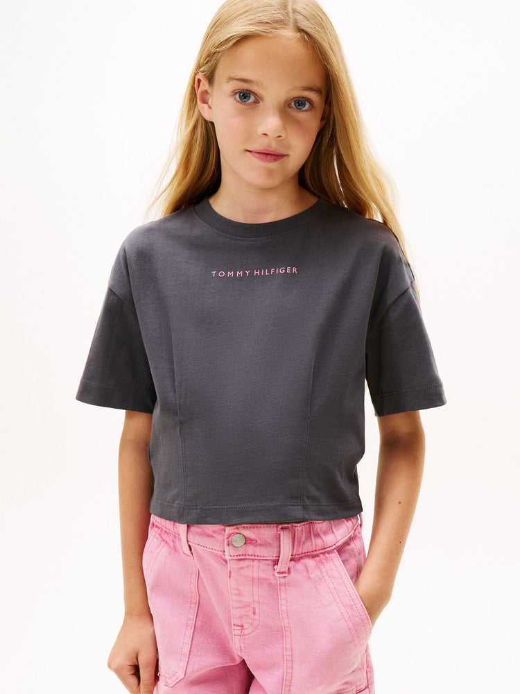 Παιδική μπλούζα crop	MINI LOGO SHINY RUBBER TEE S/S KG0KG08810PT2 | KG0KG08810PT2