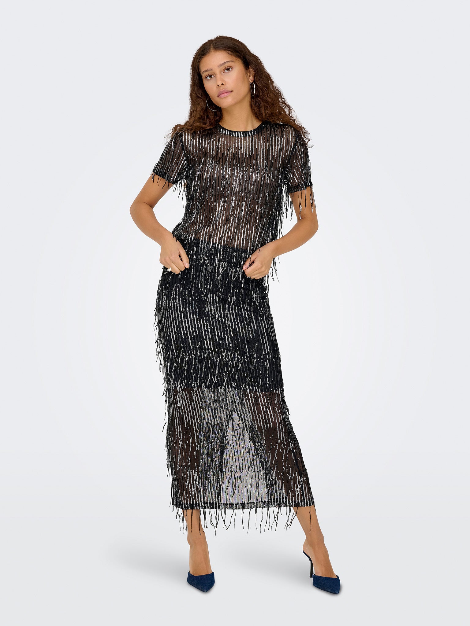 Γυναικεία φούστα με κρόσσια παγιέτας ONLSPACY HW LONG SEQUINS SKIRT 15359937 | 15359937