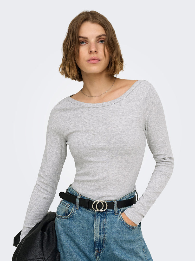Γυναικεία μπλούζα μελανζέ ONLRILEY L/S BOATNECK TOP JRS 15386479 | 15386479