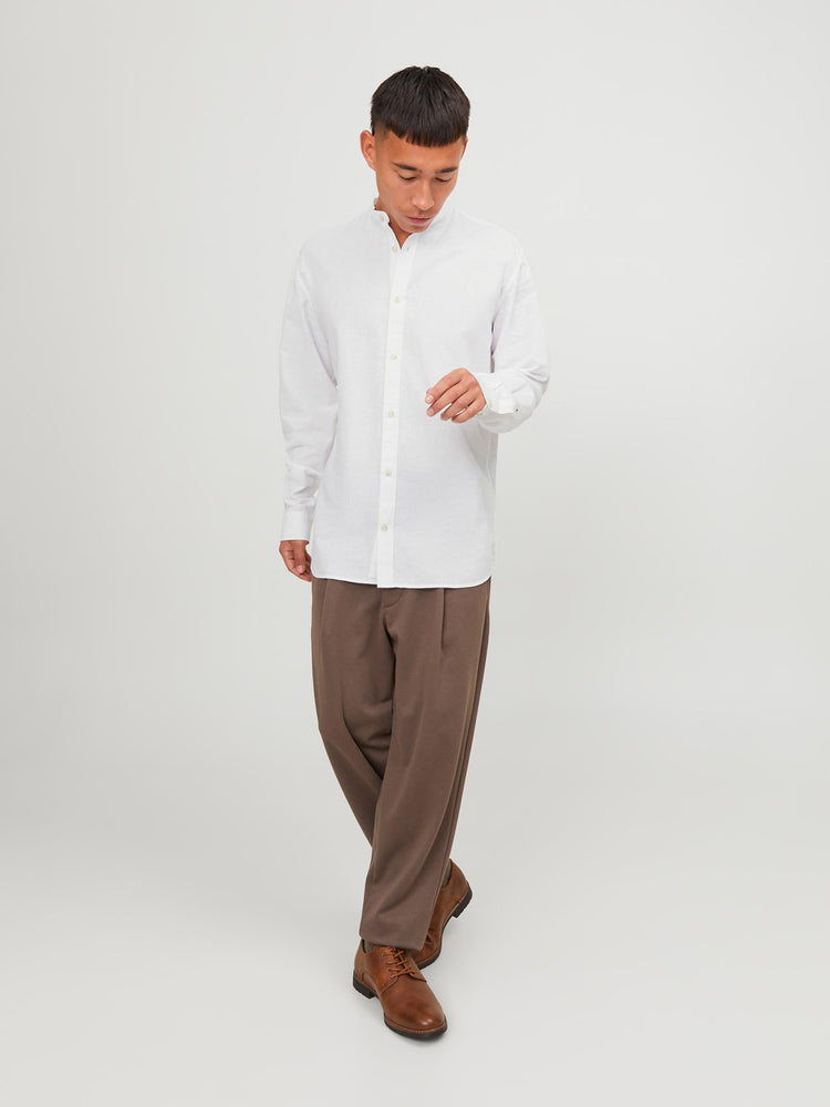 Ανδρικό πουκάμισο λινό JJESUMMER BAND LINEN BLEND SHIRT LS SN 12248385 | 12248385