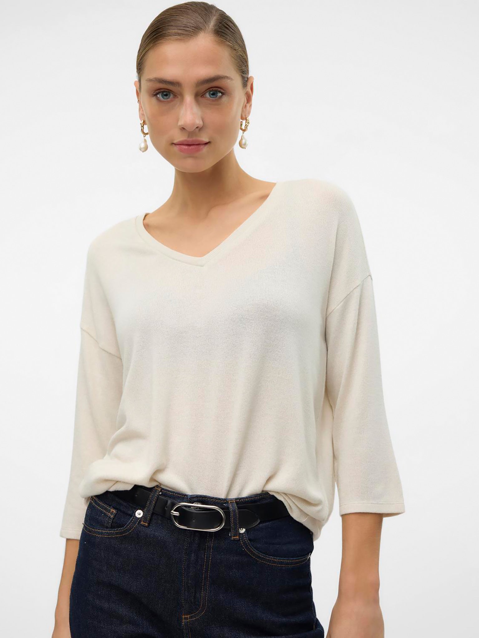 Γυναικεία μπλούζα VMBRIANNA 3/4 V-NECK PULLOVER 10291351 | 10291351