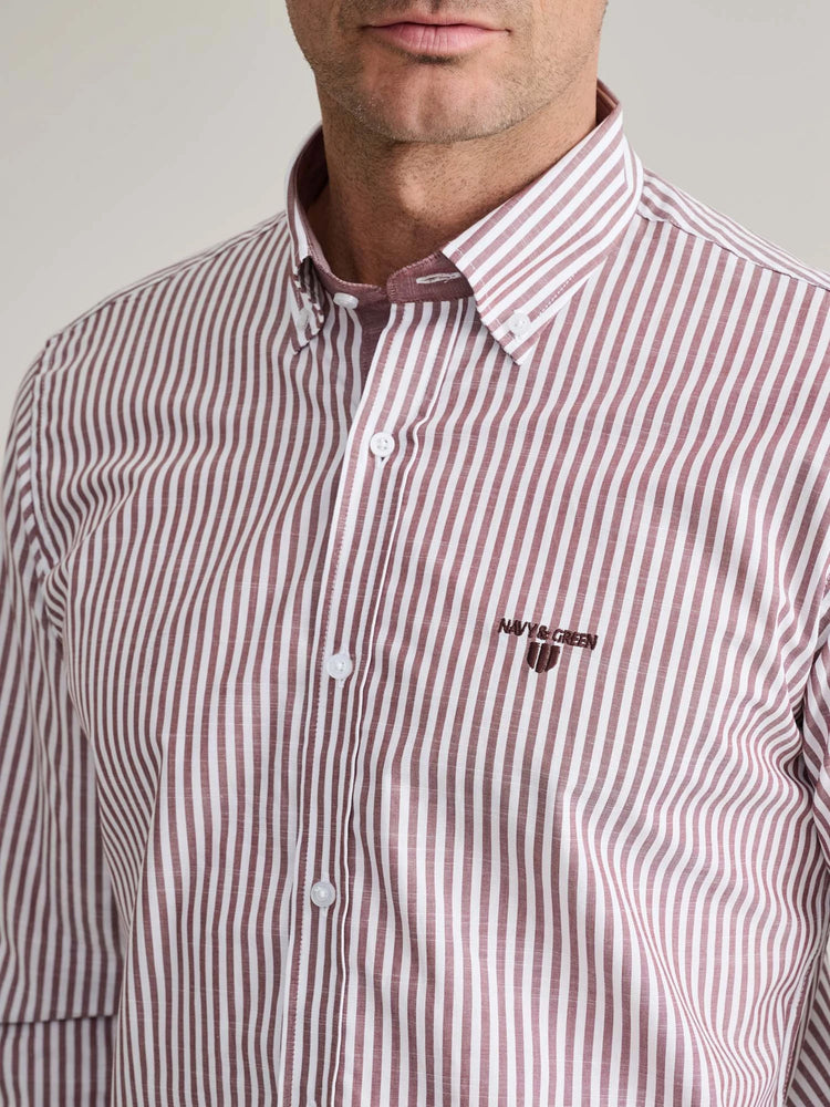 Ανδρικό πουκάμισο ριγέ maroon/white 24NG.BX235/1B.1 | 24NG.BX235/1B.1