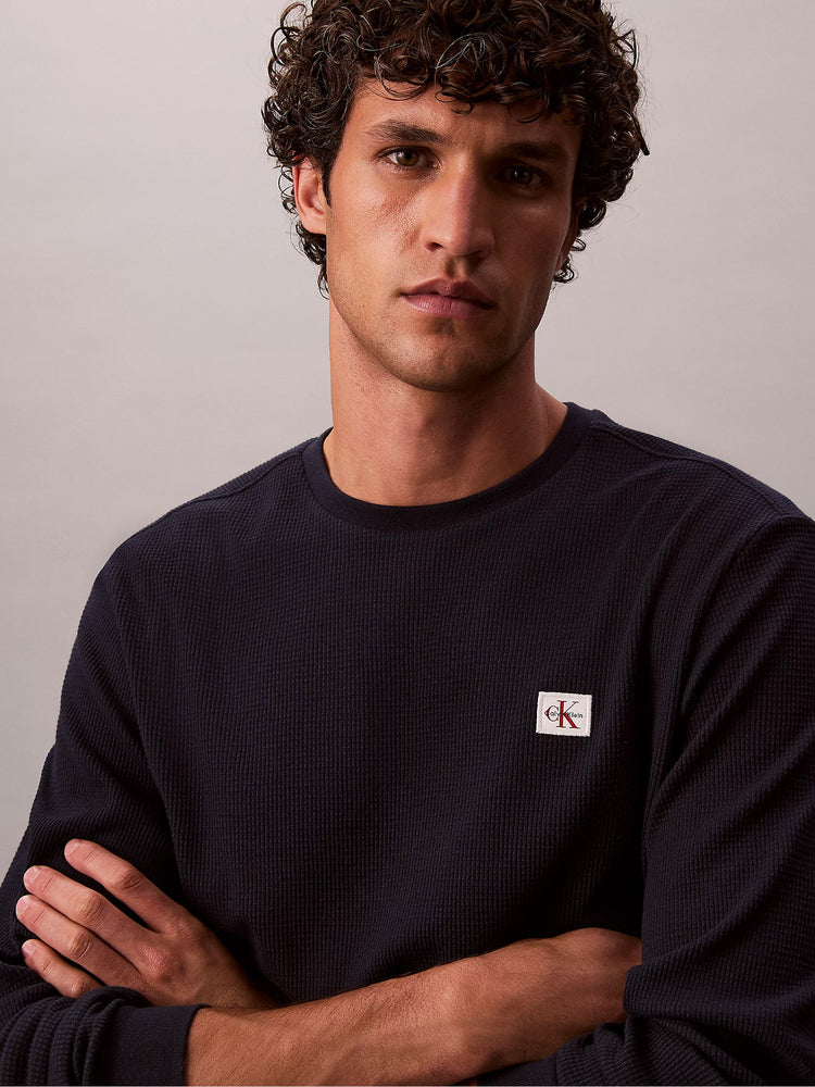 Ανδρική μπλούζα πλεκτή LS WAFFLE BADGE CREWNK TEE LV040EM217CEF | LV040EM217CEF