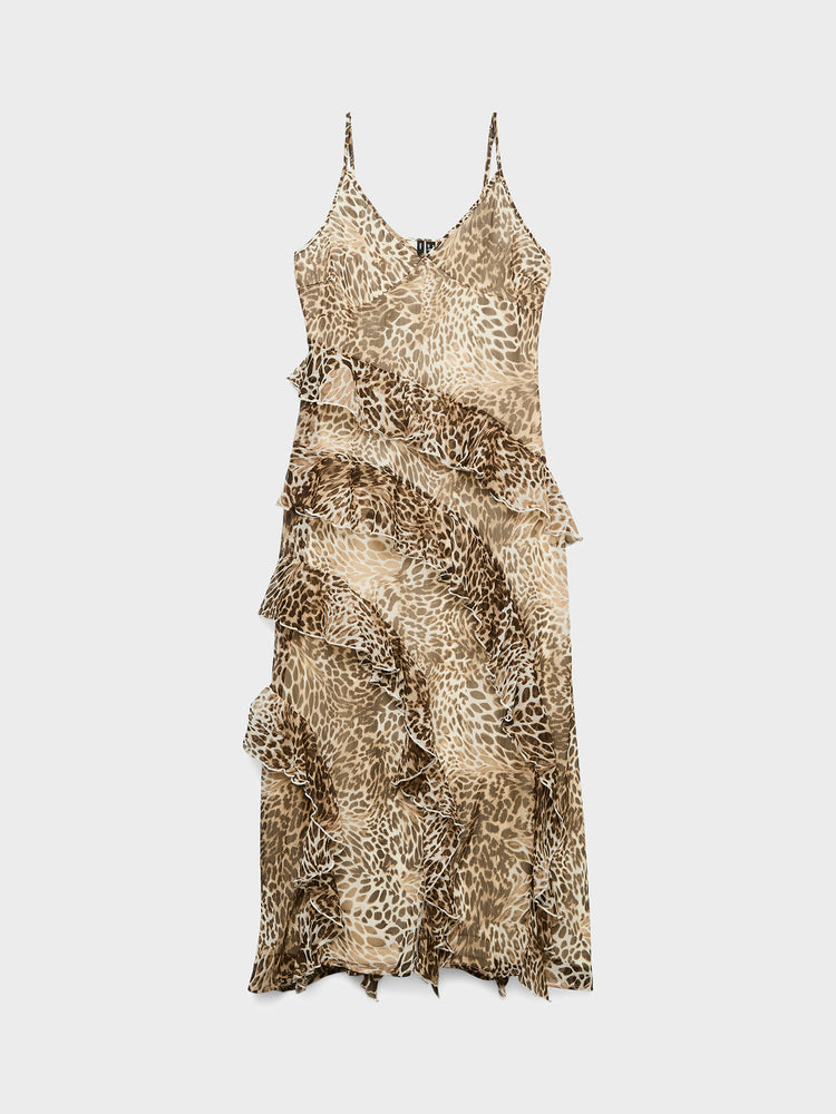 Γυναικείο φόρεμα animal VMSMILLA SL LONG FRILL DRESS WVN NOOS 10346307 | 10346307
