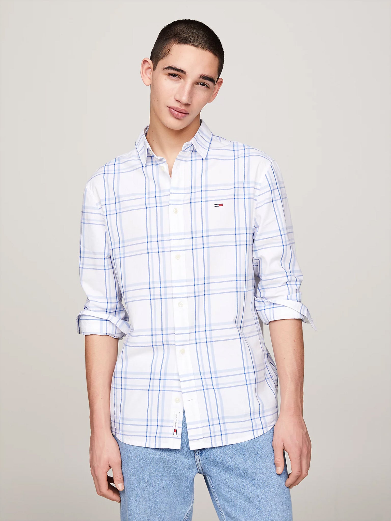 Ανδρικό πουκάμισο καρό MIXED CHECK REGULAR FIT POPLIN SHIRT DM0DM18968YBR | DM0DM18968YBR