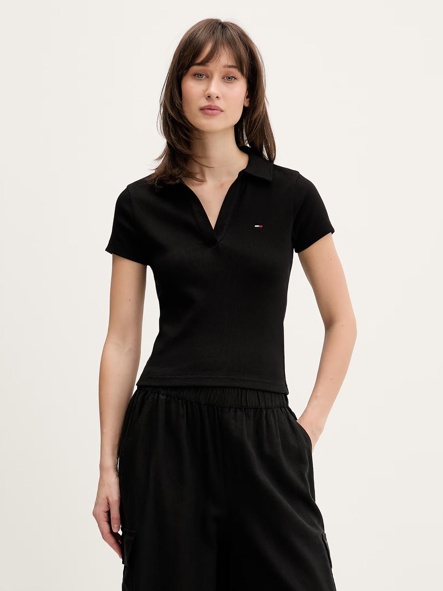 Γυναικεία μπλούζα polo TJW SLIM SH RIB POLO DW0DW22326BDS | DW0DW22326BDS
