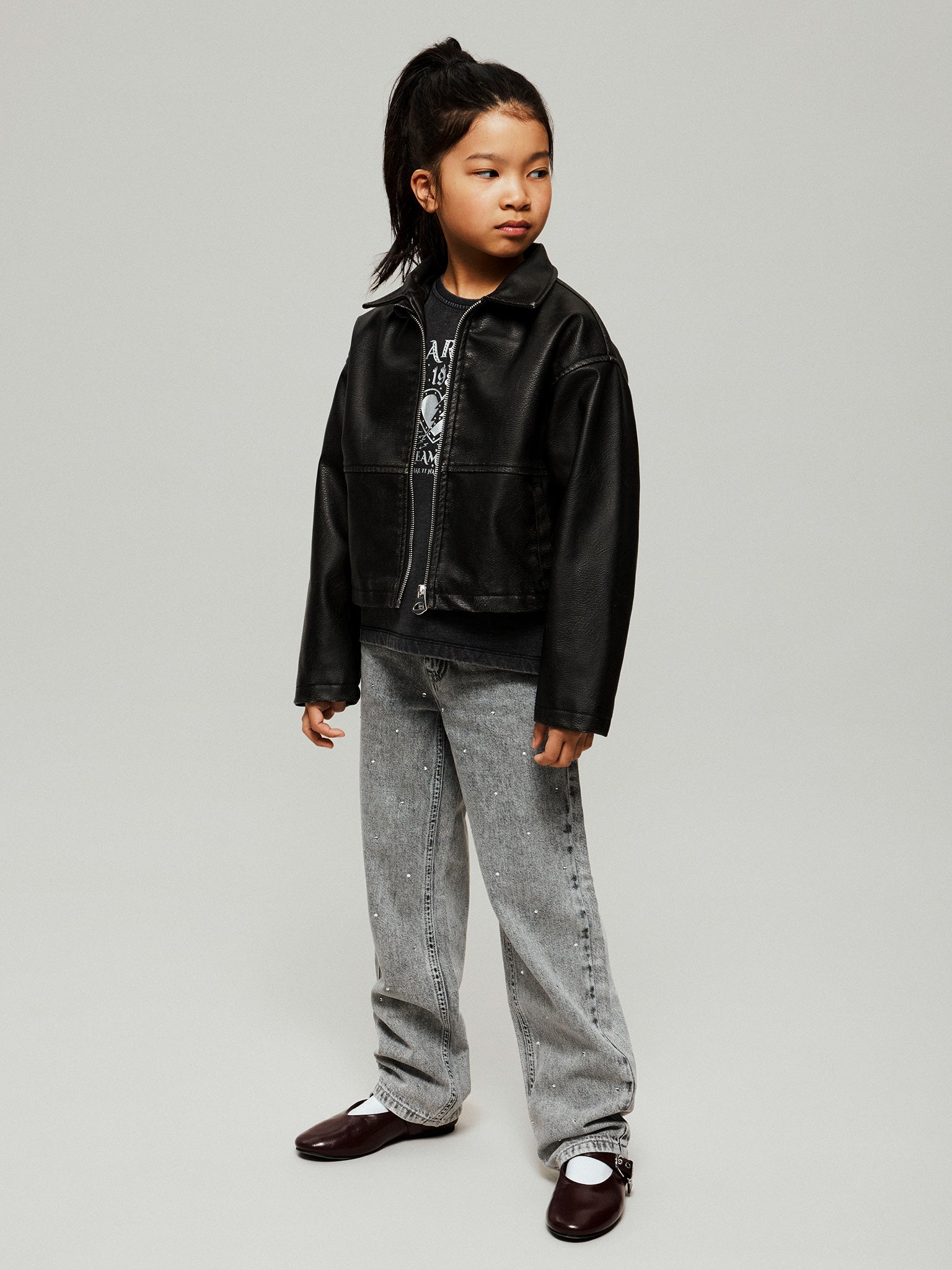 Εφηβικό παντελόνι τζιν με στρας NKFROSE STRAIGH RHINE JEANS 13218358 | 13218358