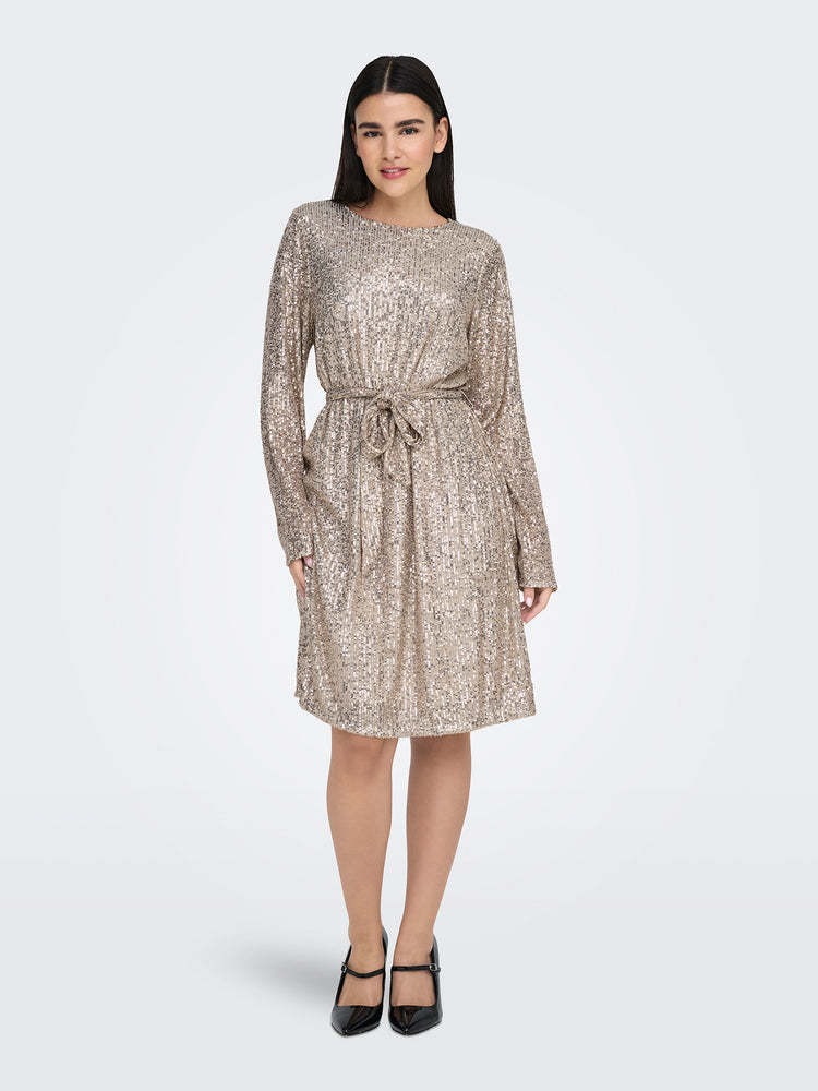 Γυναικείο φόρεμα παγιέτα ONLANA L/S BELT SEQUINS DRESS JRS 15333851 | 15333851